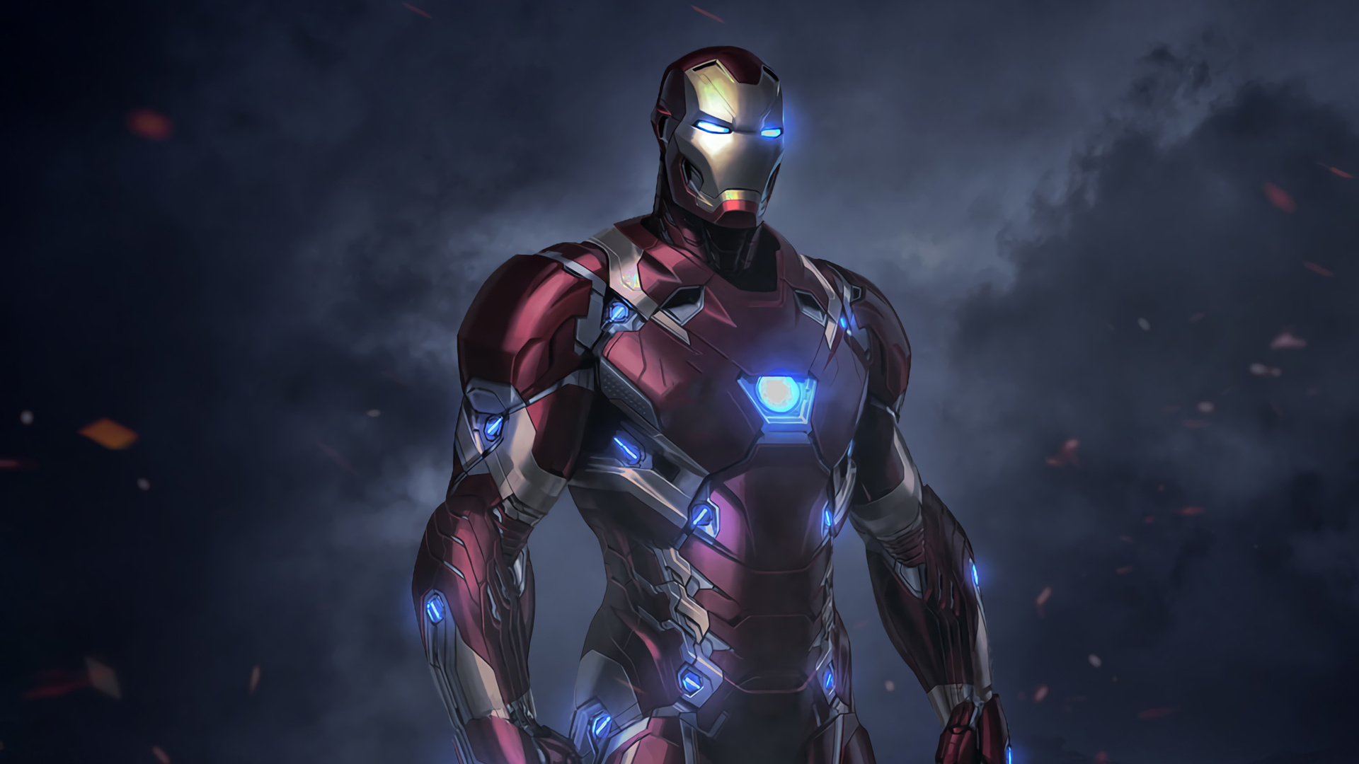 Iron Man, Glowing arc reactor, Dark fan art Iron Man, Glowing arc reactor, Dark fan art — 1920×1080 HD wallpaper