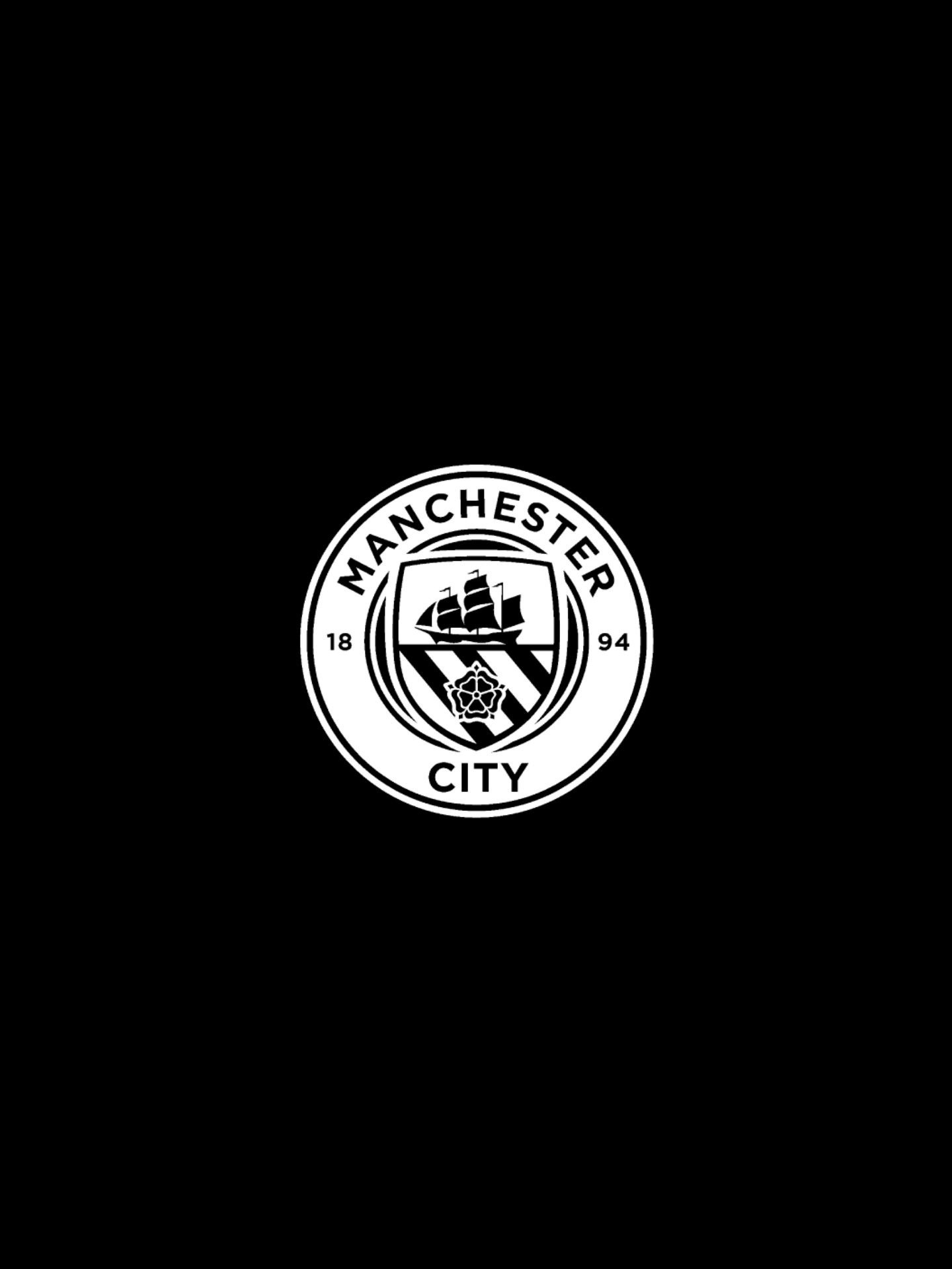 Manchester City crest, Ship and rose emblem, Black monochrome backdrop Manchester City crest, Ship and rose emblem, Black monochrome backdrop — 1440×1920 HD wallpaper