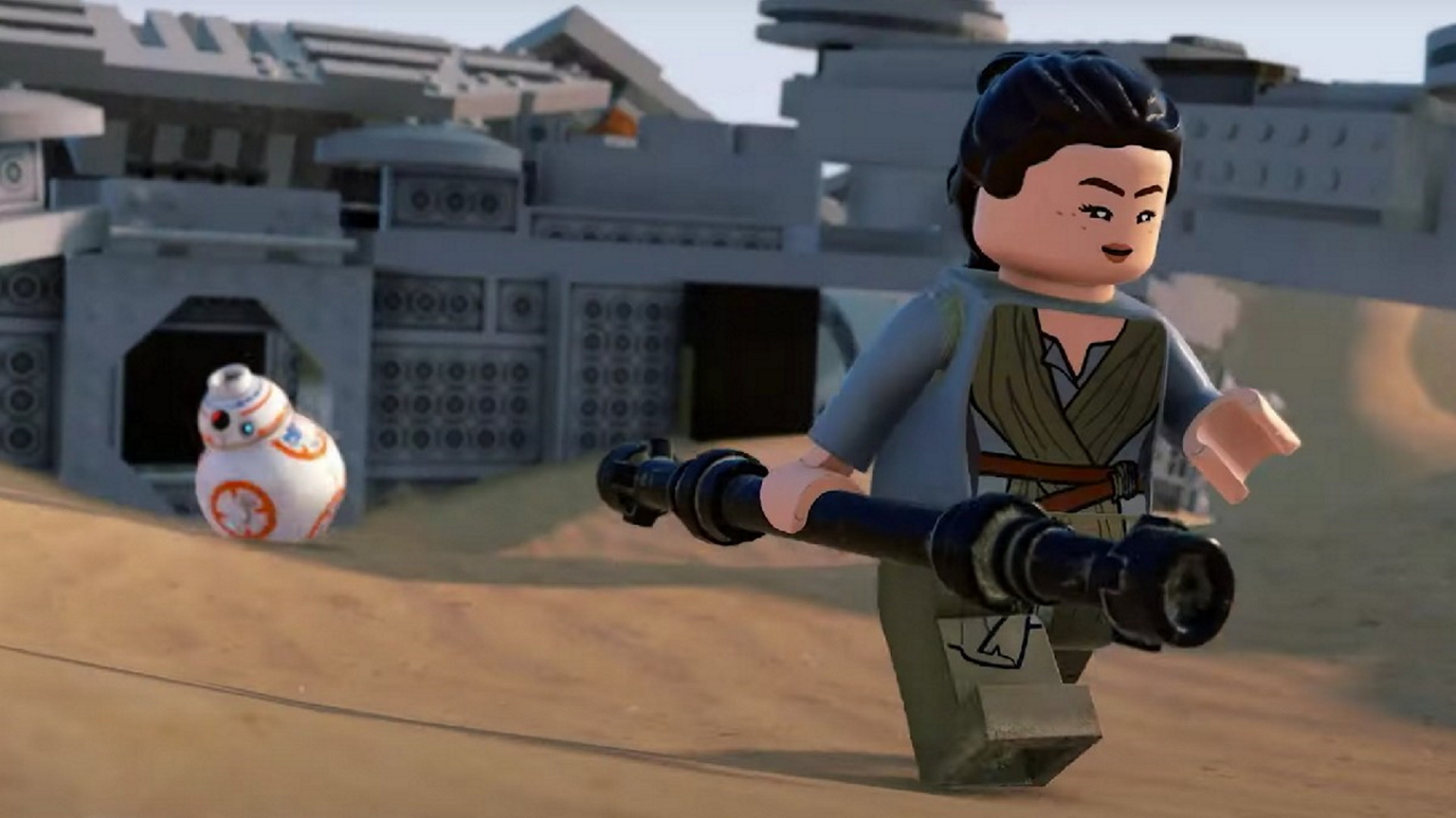 LEGO Rey minifigure, LEGO BB-8 droid, Jakku desert outpost LEGO Rey minifigure, LEGO BB-8 droid, Jakku desert outpost — 1920×1080 HD wallpaper
