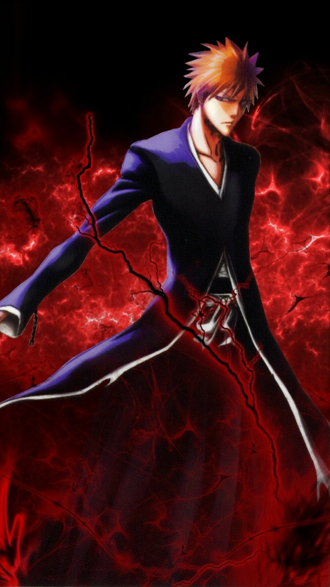 Ichigo Kurosaki, Soul Reaper shihakusho, Red lightning storm Ichigo Kurosaki, Soul Reaper shihakusho, Red lightning storm — 1080×1920 HD wallpaper