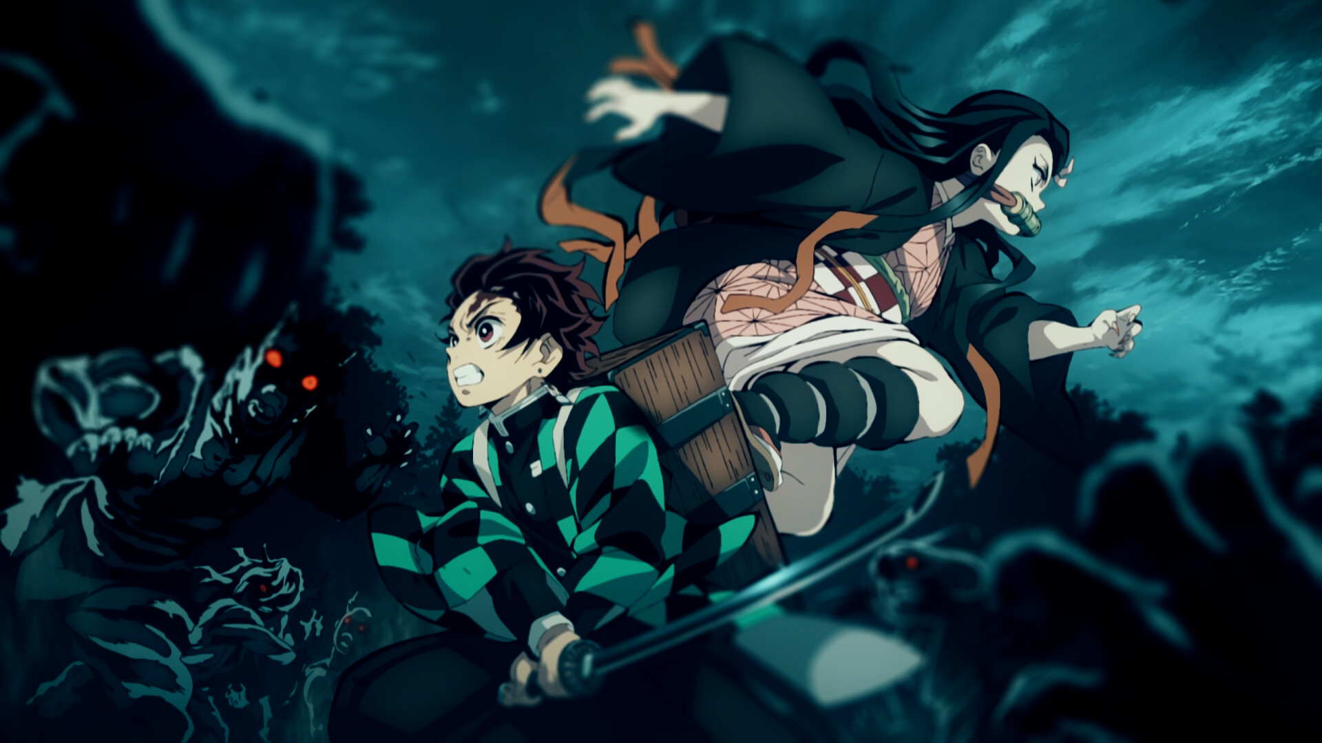 Tanjiro Kamado, Nezuko Kamado, Red-eyed demons Tanjiro Kamado, Nezuko Kamado, Red-eyed demons — 1920×1080 HD wallpaper