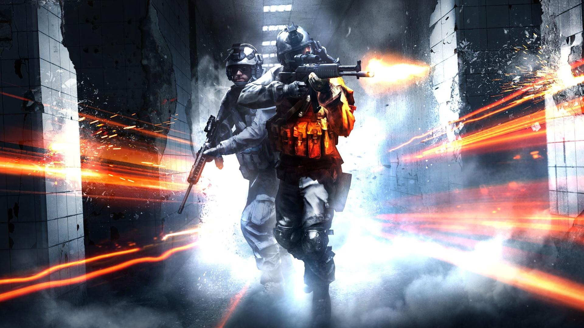 Battlefield 3 soldiers, Muzzle flash tracers, Destroyed urban corridor Battlefield 3 soldiers, Muzzle flash tracers, Destroyed urban corridor — 1920×1080 HD wallpaper