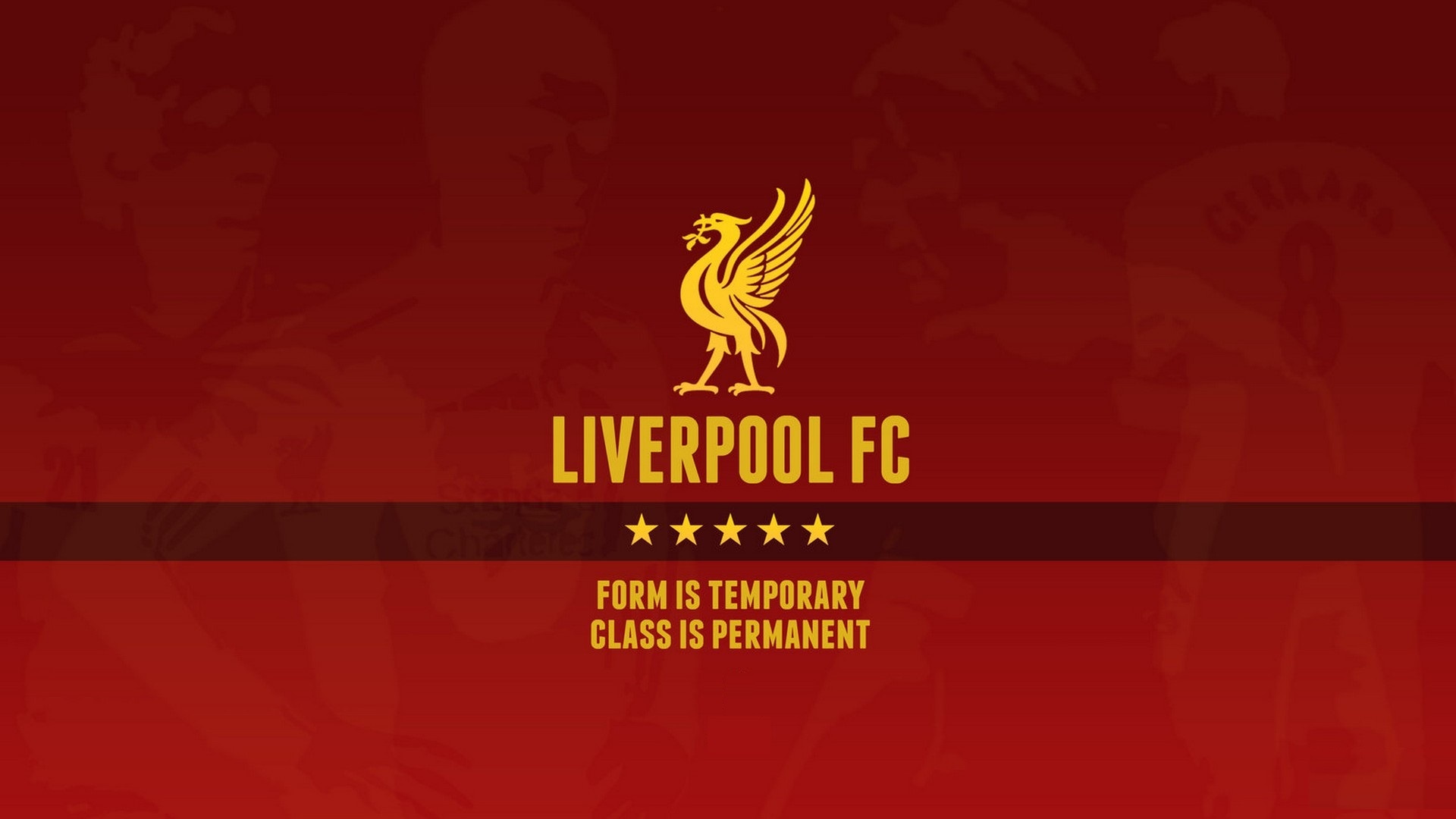 Gold Liver Bird emblem, Class Is Permanent quote, Faded player silhouettes Gold Liver Bird emblem, Class Is Permanent quote, Faded player silhouettes — 1920×1080 HD wallpaper
