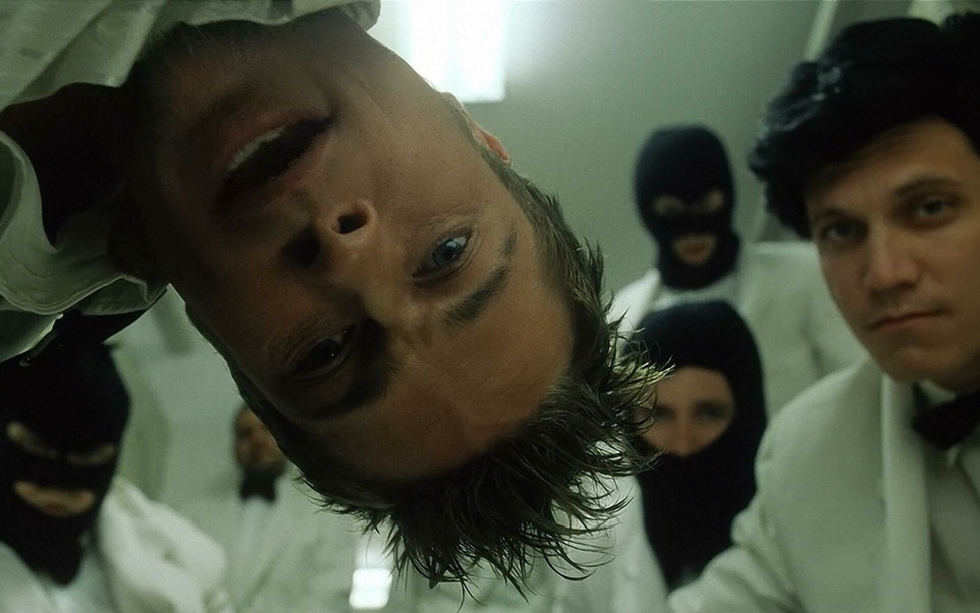 Tyler Durden upside-down, Black ski masks, Project Mayhem space monkeys Tyler Durden upside-down, Black ski masks, Project Mayhem space monkeys — 1920×1200 HD wallpaper