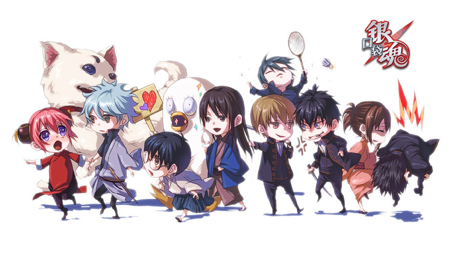 Gintoki Sakata chibi, Kagura and Shinpachi chibi, Sadaharu, Elizabeth Gintoki Sakata chibi, Kagura and Shinpachi chibi, Sadaharu, Elizabeth — 1920×1080 HD wallpaper
