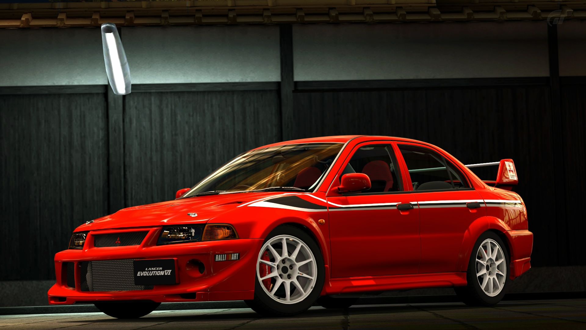 Mitsubishi Lancer Evolution VI, Tommi Makinen Edition, Red rally sedan, Dark garage Mitsubishi Lancer Evolution VI, Tommi Makinen Edition, Red rally sedan, Dark garage — 1920×1080 HD wallpaper