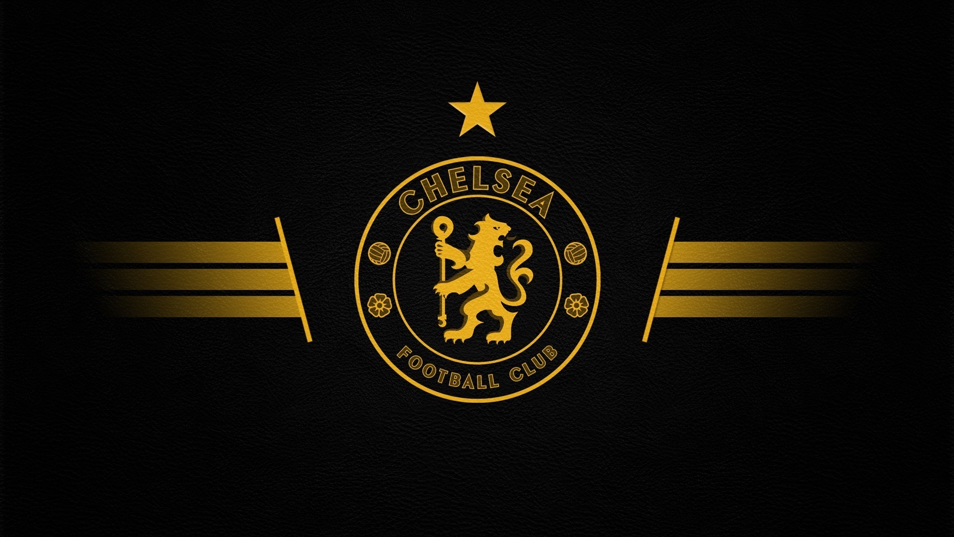 Chelsea FC crest gold, Single gold star, Black leather texture Chelsea FC crest gold, Single gold star, Black leather texture — 1920×1080 HD wallpaper