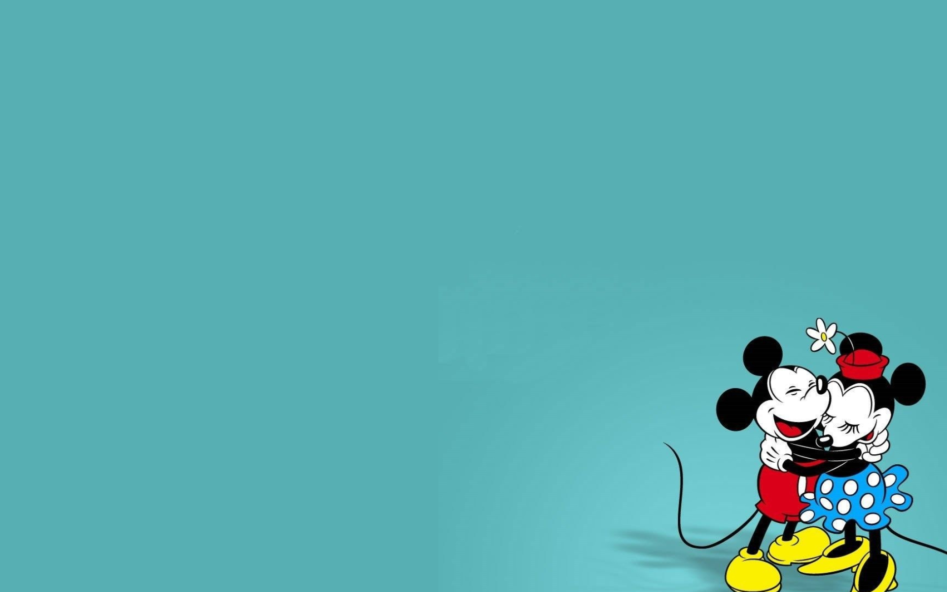 Mickey and Minnie hugging, Classic Disney characters, Teal background Mickey and Minnie hugging, Classic Disney characters, Teal background — 1920×1200 HD wallpaper