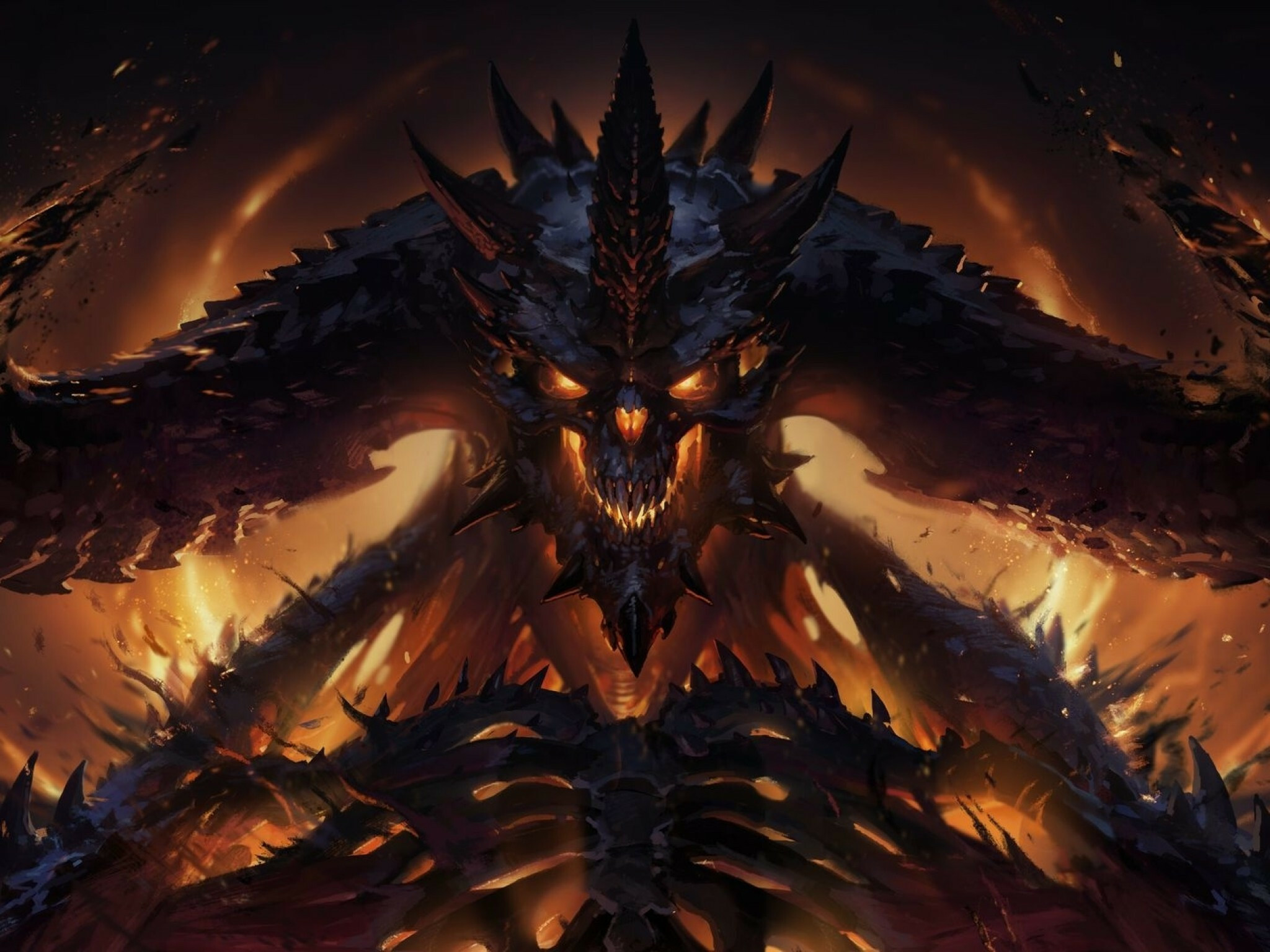 Diablo Lord of Terror, Horned demon face, Fiery orange glow Diablo Lord of Terror, Horned demon face, Fiery orange glow — 2048×1536 HD wallpaper