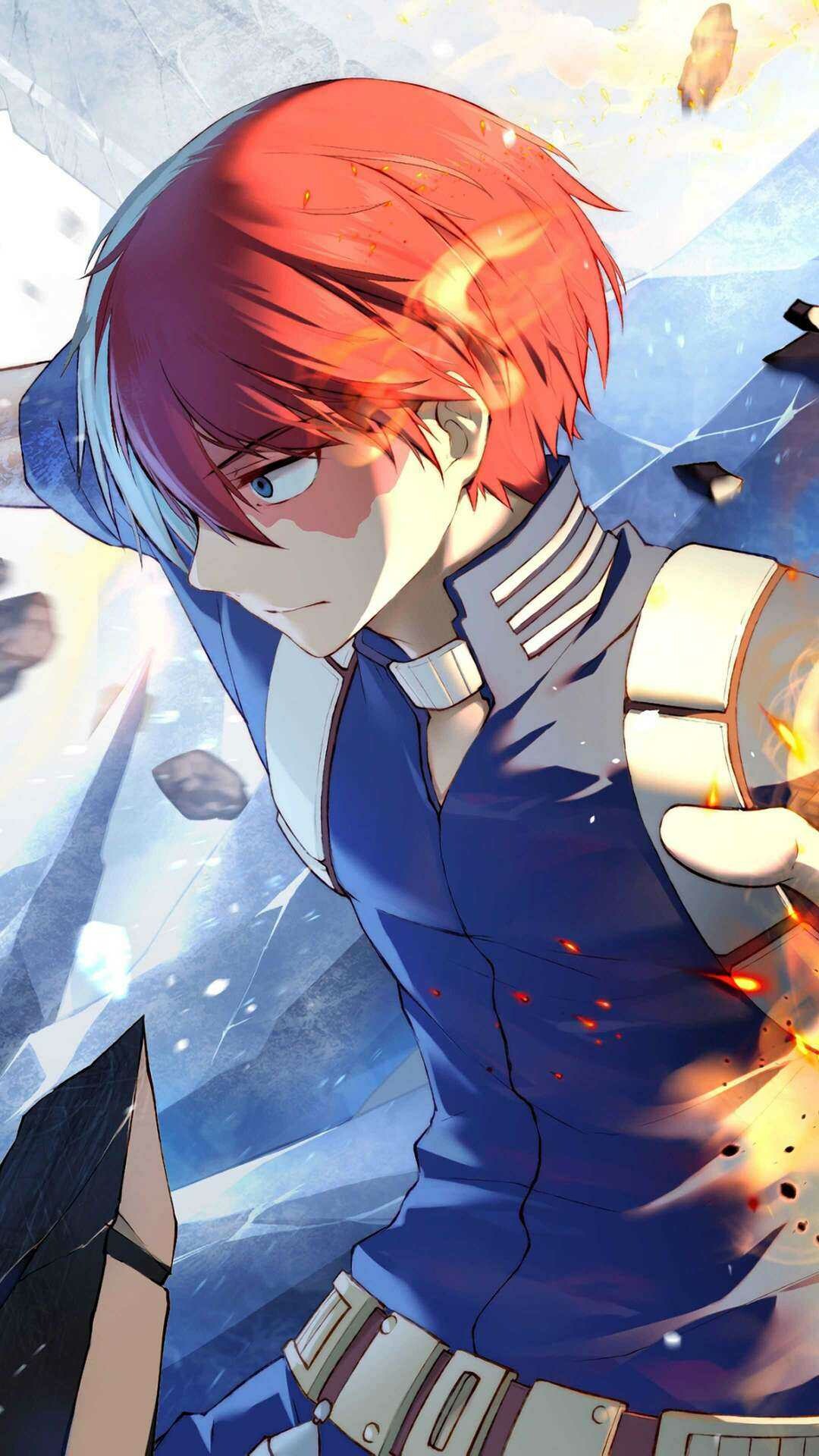 Shoto Todoroki profile, Fire and ice, Shattered ice shards Shoto Todoroki profile, Fire and ice, Shattered ice shards — 1080×1920 HD wallpaper