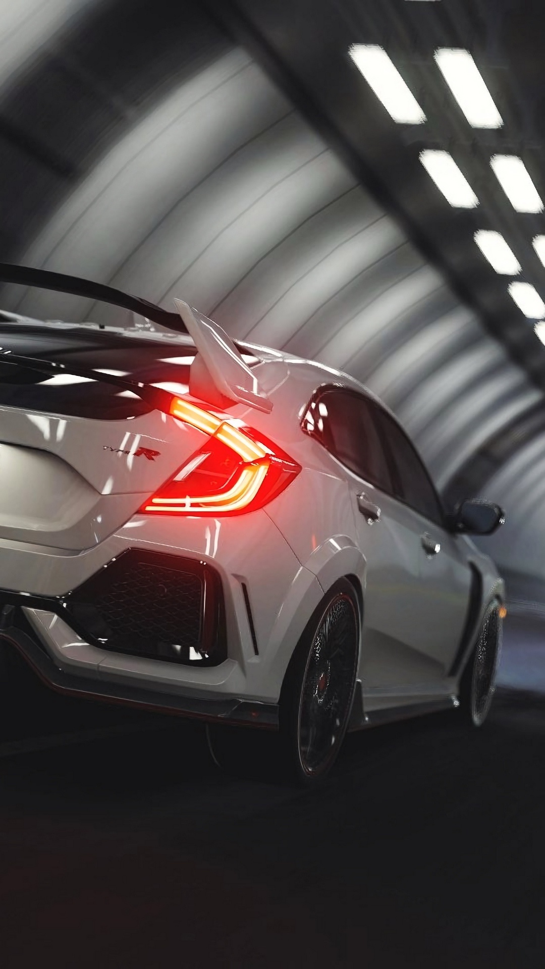Honda Civic Type R, Tunnel interior, Glowing red taillights Honda Civic Type R, Tunnel interior, Glowing red taillights — 1080×1920 HD wallpaper