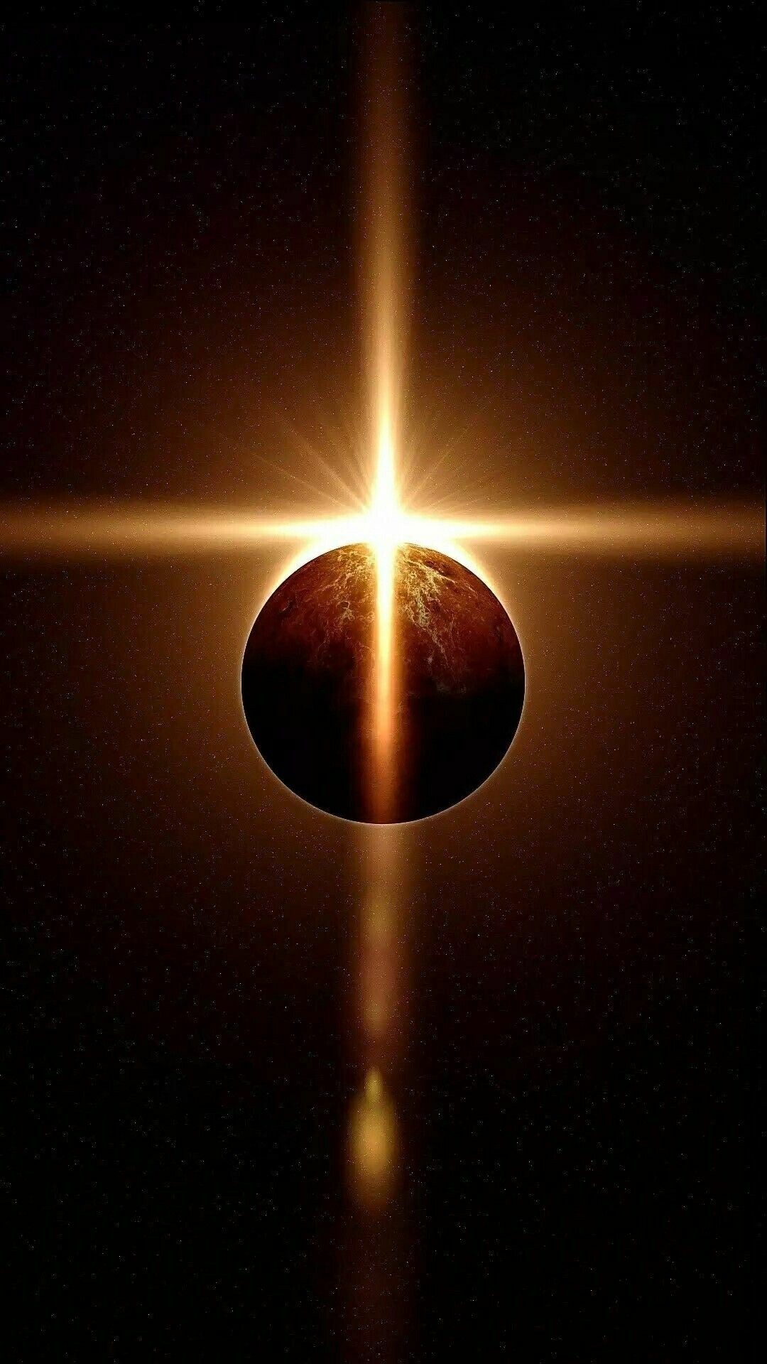 Solar eclipse corona flare, Cross-shaped light rays, Starry black space Solar eclipse corona flare, Cross-shaped light rays, Starry black space — 1080×1920 HD wallpaper