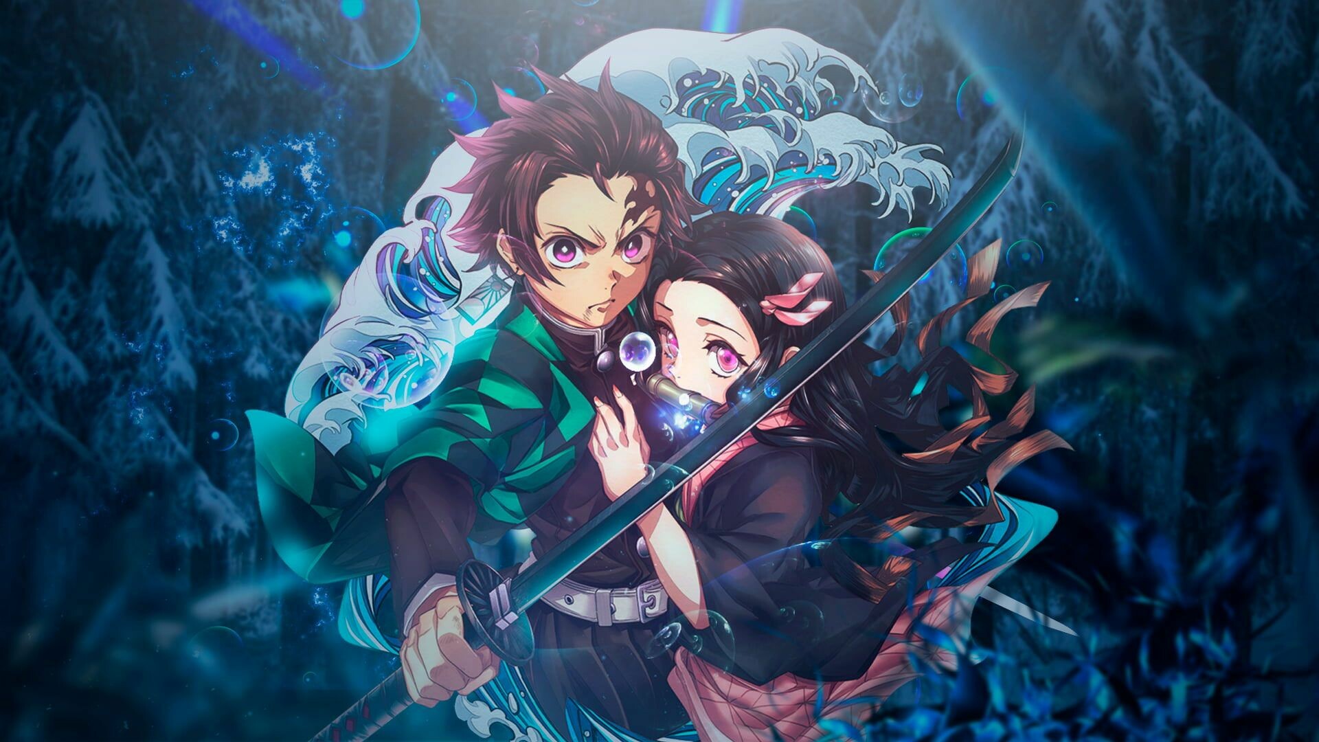 Tanjiro Kamado, Nezuko Kamado, Nichirin sword Tanjiro Kamado, Nezuko Kamado, Nichirin sword — 1920×1080 HD wallpaper