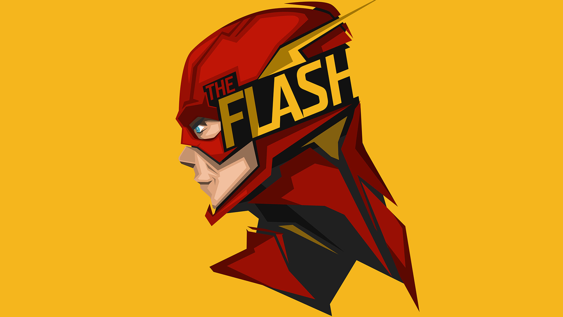 The Flash, Red cowl profile, Yellow background The Flash, Red cowl profile, Yellow background — 1920×1080 HD wallpaper