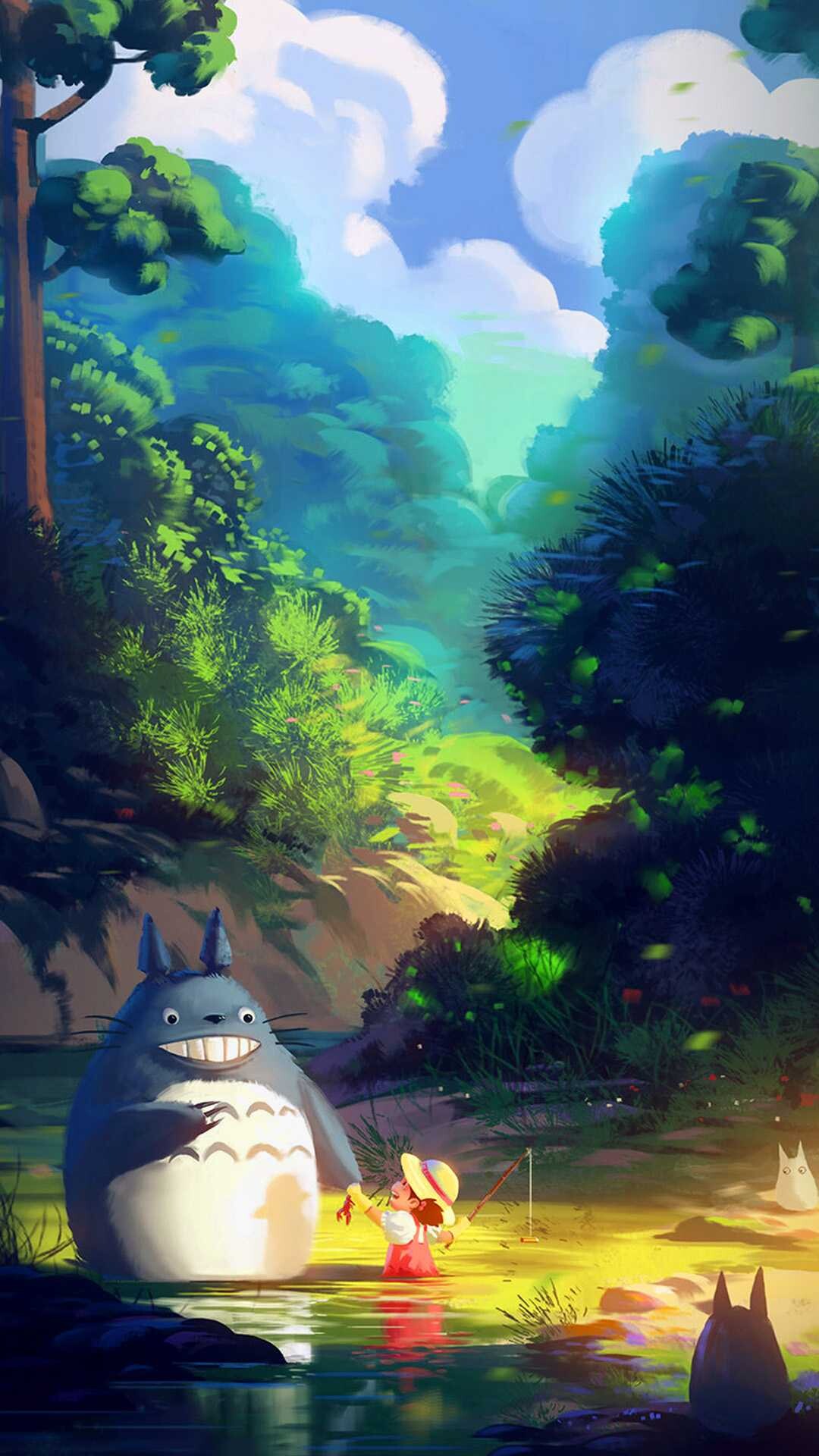 Totoro, Mei Kusakabe, My Neighbor Totoro (1988), Hayao Miyazaki, Sunlit forest stream Totoro, Mei Kusakabe, My Neighbor Totoro (1988), Hayao Miyazaki, Sunlit forest stream — 1080×1920 HD wallpaper