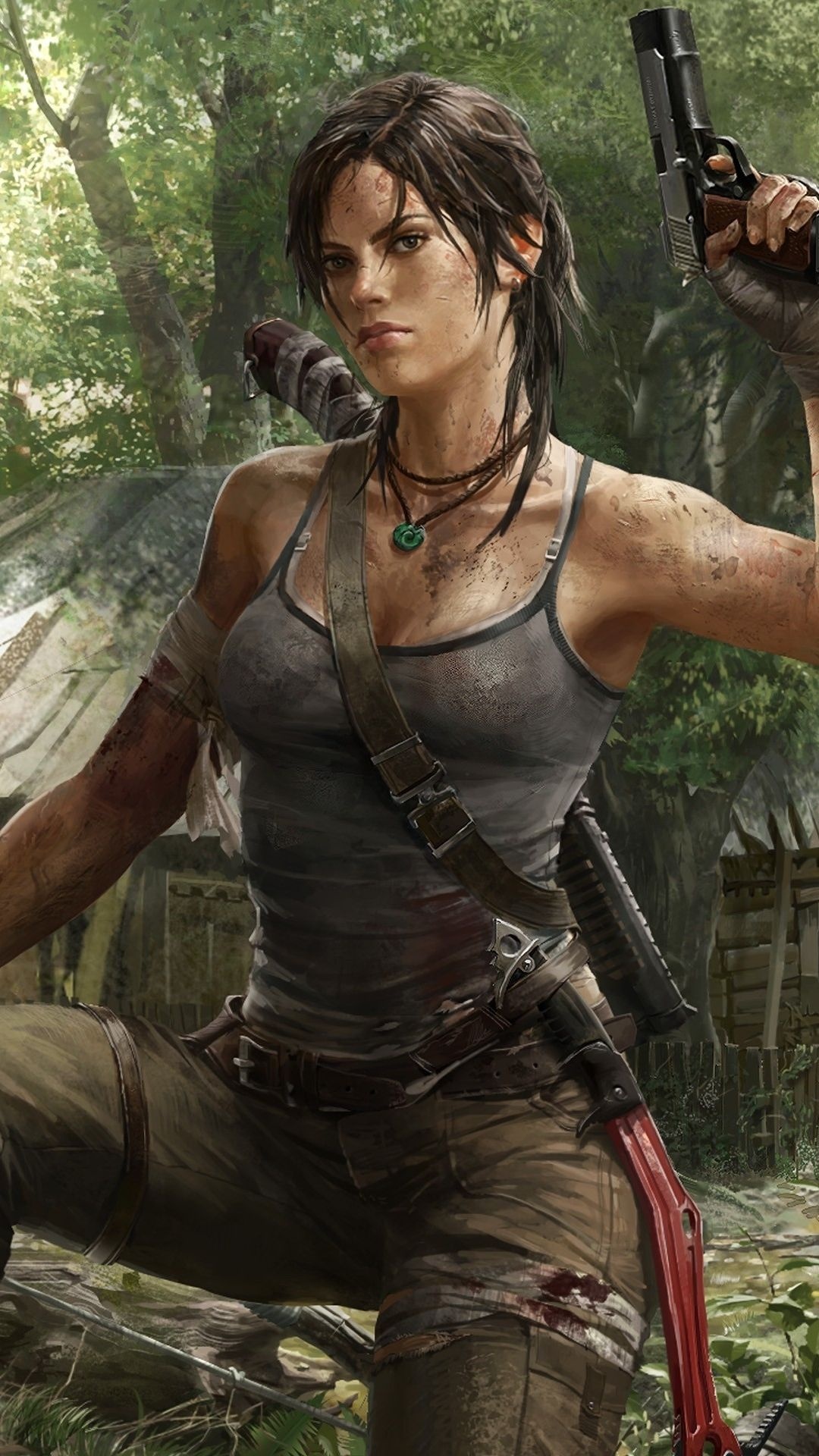 Lara Croft, Tomb Raider (2013), Muddy jungle survivor Lara Croft, Tomb Raider (2013), Muddy jungle survivor — 1080×1920 HD wallpaper