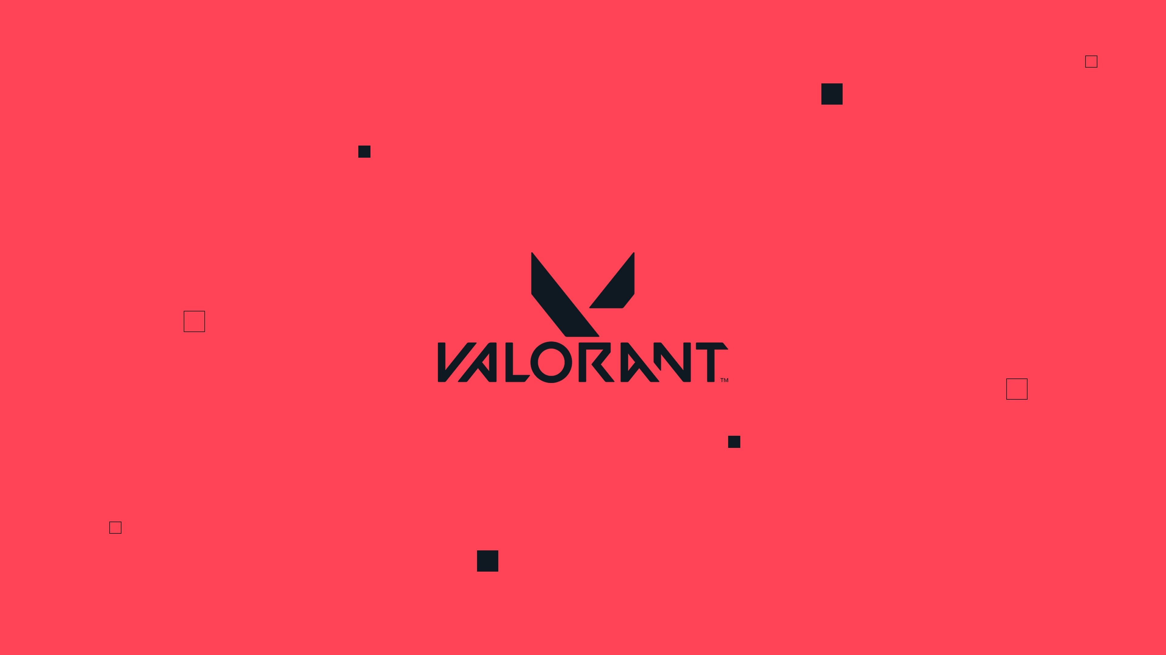 Valorant logo wordmark, Red minimalist background, Black geometric squares Valorant logo wordmark, Red minimalist background, Black geometric squares — 3840×2160 HD wallpaper