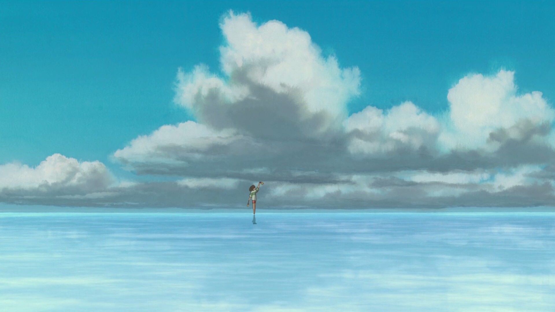 Chihiro Ogino, Spirited Away (2001), Hayao Miyazaki, Sea and clouds Chihiro Ogino, Spirited Away (2001), Hayao Miyazaki, Sea and clouds — 1920×1080 HD wallpaper