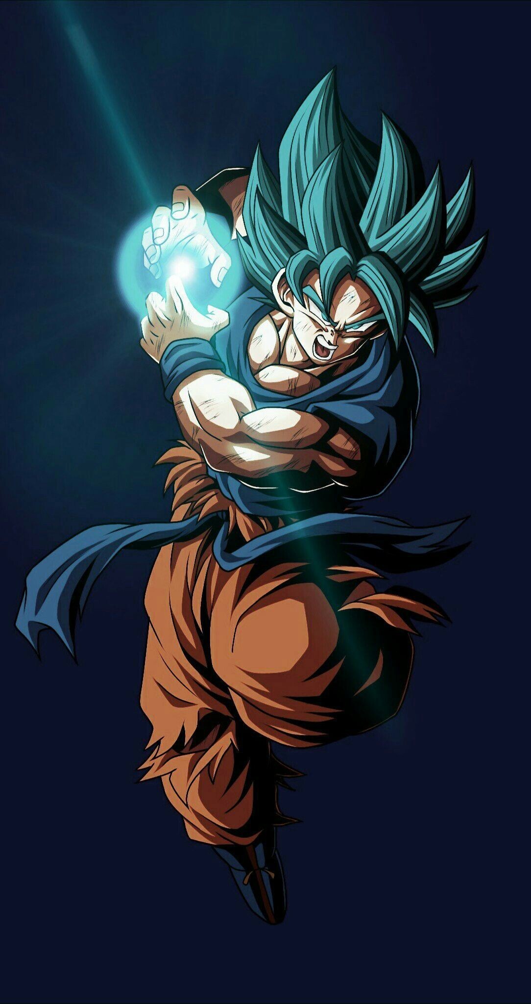 Super Saiyan Blue Goku, Kamehameha charge, Mid-air twist Super Saiyan Blue Goku, Kamehameha charge, Mid-air twist — 1084×2048 HD wallpaper