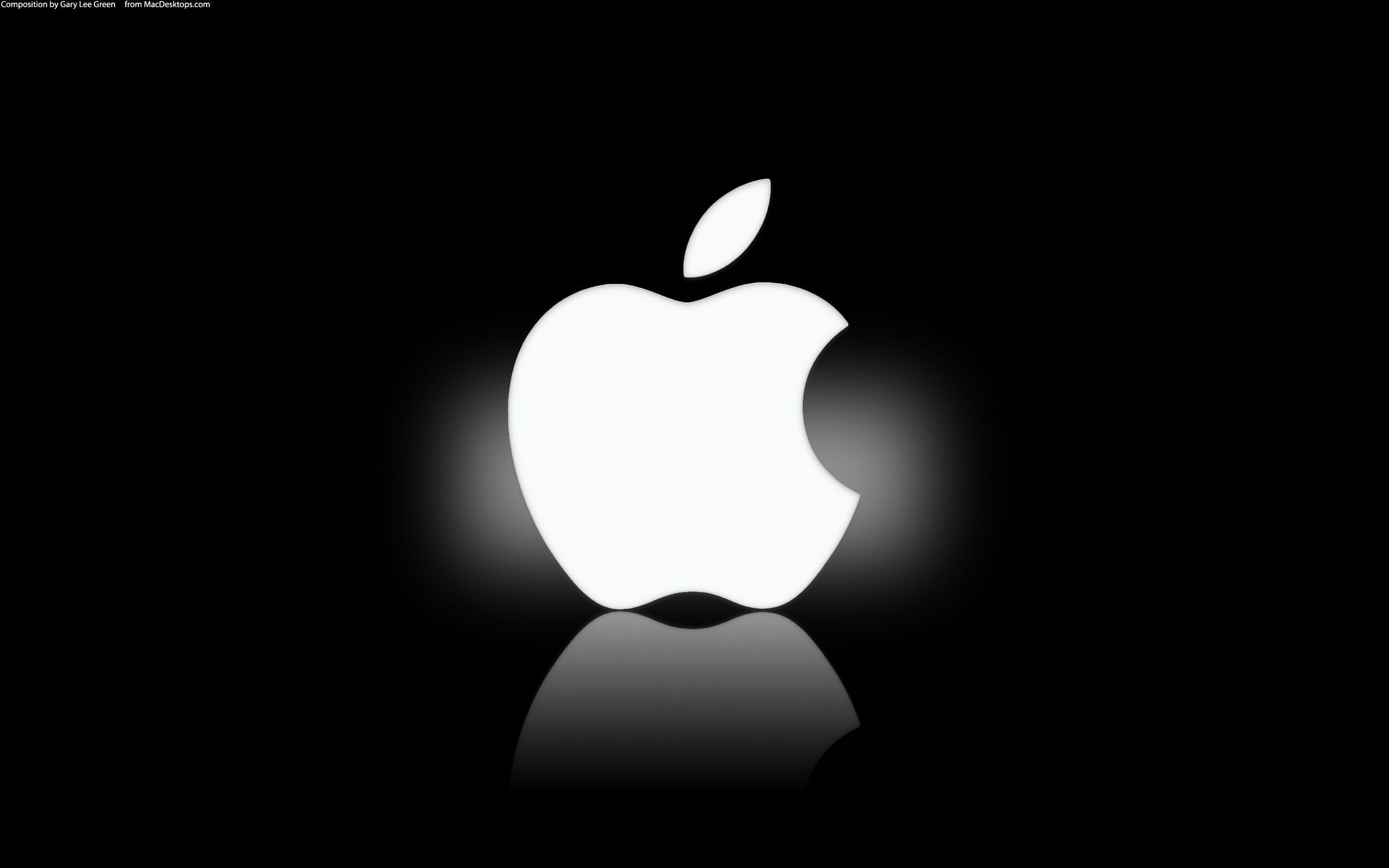 White Apple logo, Black backdrop reflection, Spotlight White Apple logo, Black backdrop reflection, Spotlight — 2560×1600 HD wallpaper