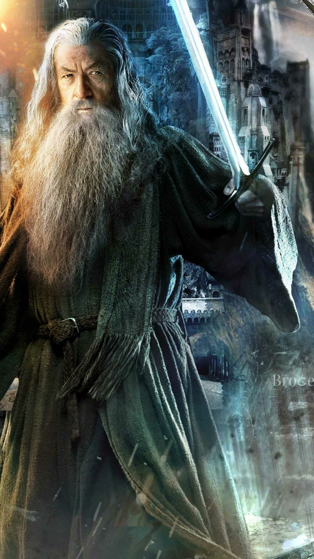 Gandalf the Grey, Glamdring elven sword, Rivendell elven city Gandalf the Grey, Glamdring elven sword, Rivendell elven city — 1080×1920 HD wallpaper