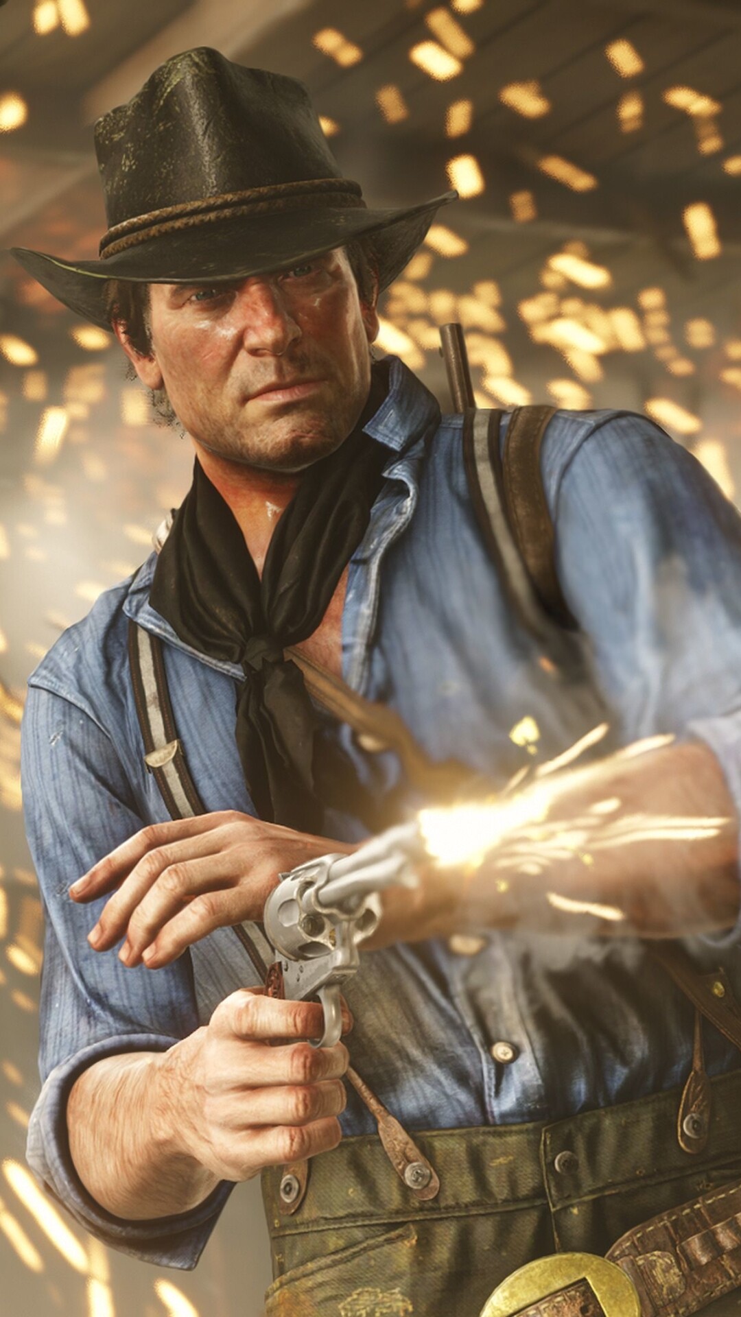 Arthur Morgan, Revolver muzzle sparks, Red Dead Redemption 2 (2018) Arthur Morgan, Revolver muzzle sparks, Red Dead Redemption 2 (2018) — 1080×1920 HD wallpaper
