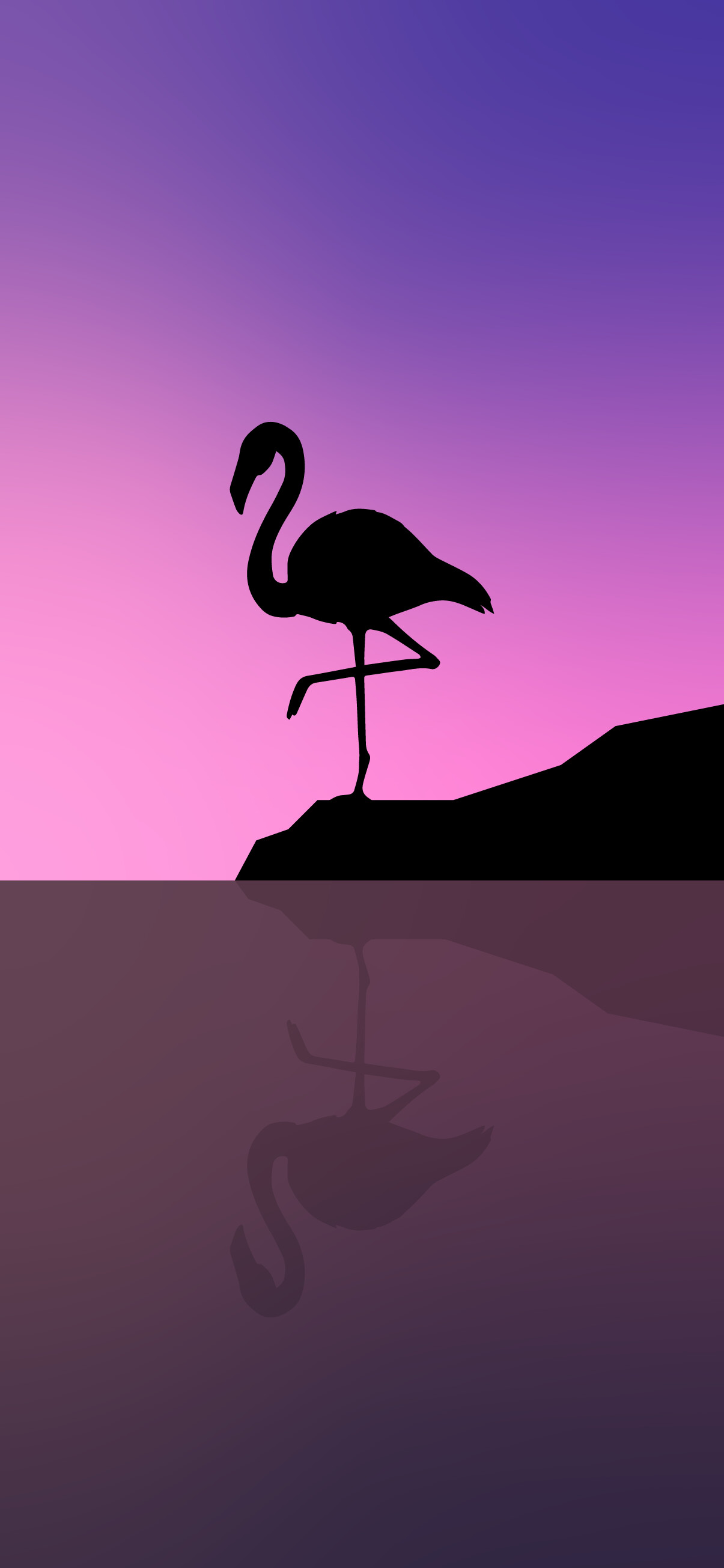 Flamingo silhouette, Water reflection, Purple pink gradient sky Flamingo silhouette, Water reflection, Purple pink gradient sky — 1205×2609 HD wallpaper