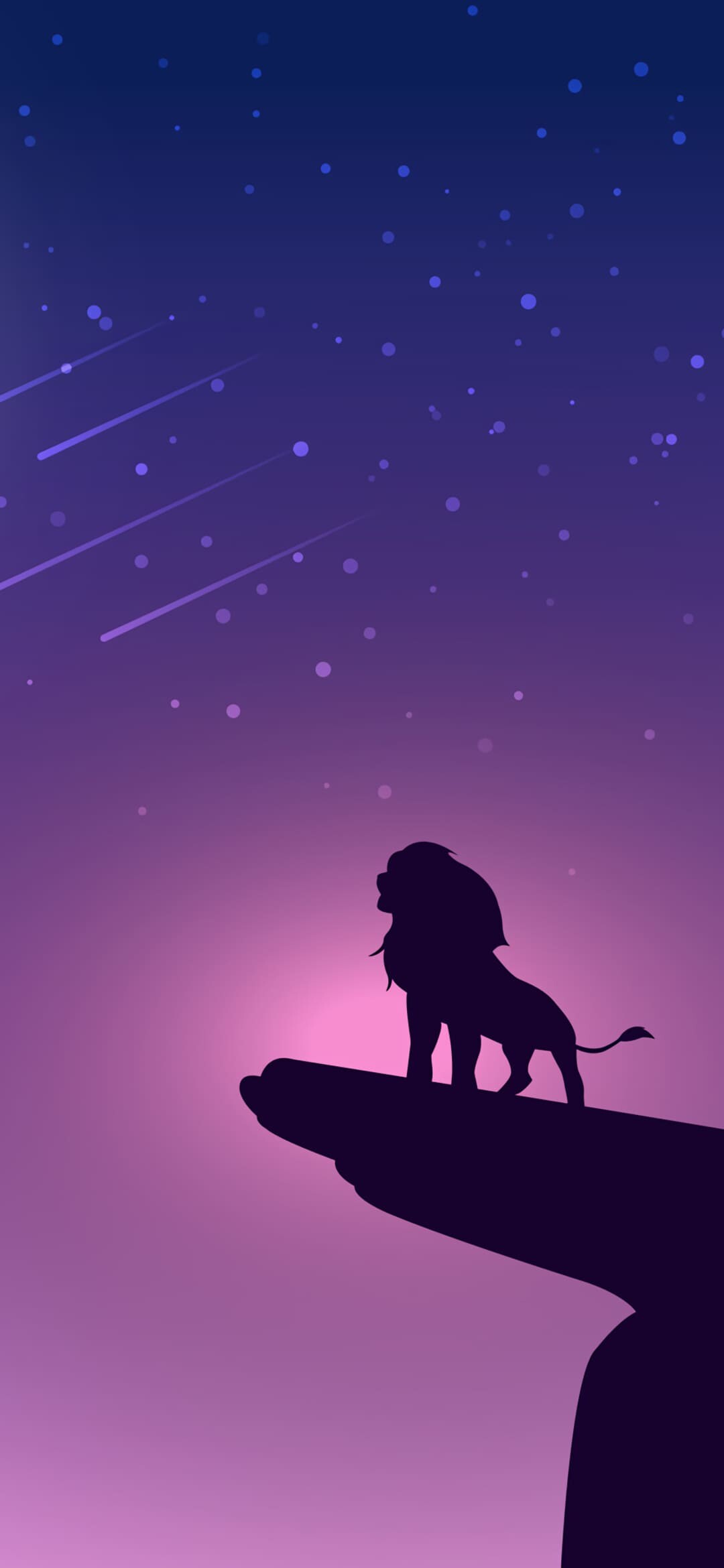 The Lion King, Simba on Pride Rock, Purple starry night, Minimalist silhouette art The Lion King, Simba on Pride Rock, Purple starry night, Minimalist silhouette art — 1080×2340 HD wallpaper