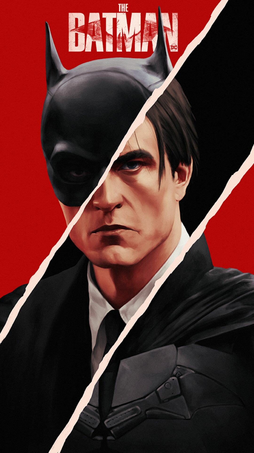 Robert Pattinson Batman, Split face portrait, THE BATMAN logo, Bruce Wayne unmasked Robert Pattinson Batman, Split face portrait, THE BATMAN logo, Bruce Wayne unmasked — 1080×1920 HD wallpaper