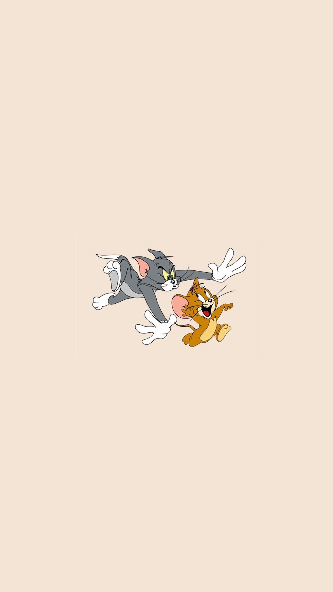 Tom chasing Jerry, Jerry mouse running, Beige background Tom chasing Jerry, Jerry mouse running, Beige background — 1080×1920 HD wallpaper