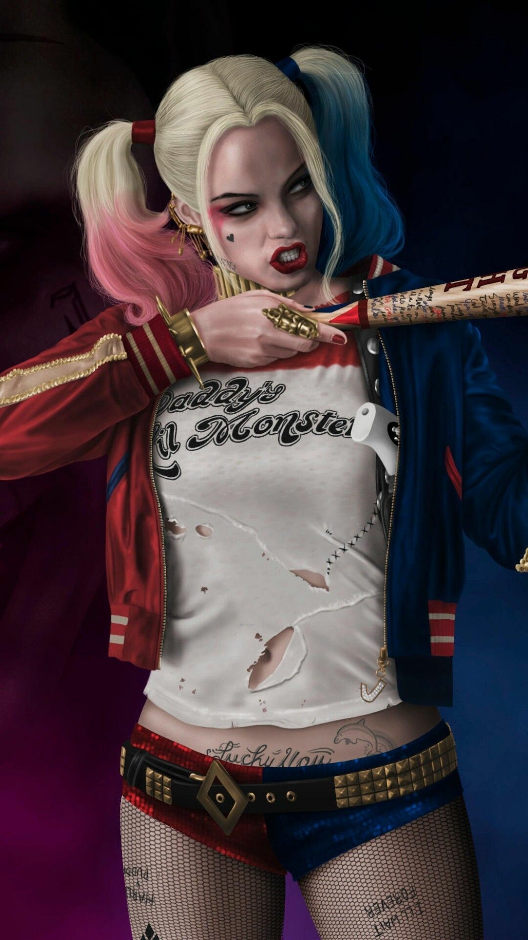 Harley Quinn, Daddys Lil Monster shirt, Baseball bat Harley Quinn, Daddys Lil Monster shirt, Baseball bat — 1080×1920 HD wallpaper
