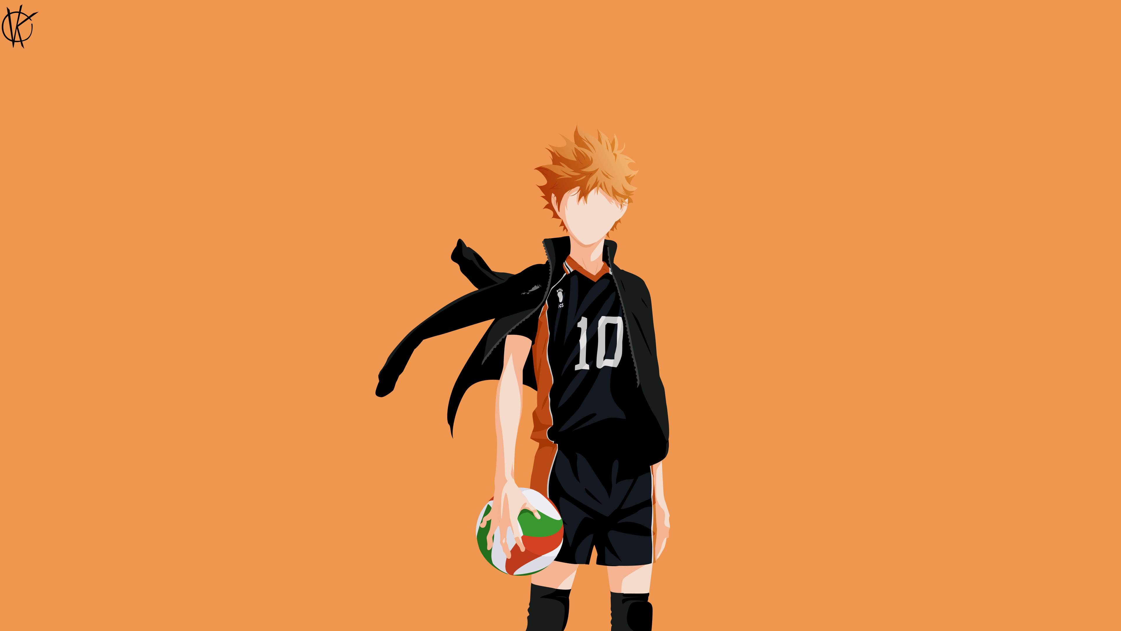 Hinata Shoyo minimalist, Karasuno number 10 jersey, Orange background Hinata Shoyo minimalist, Karasuno number 10 jersey, Orange background — 3840×2160 HD wallpaper