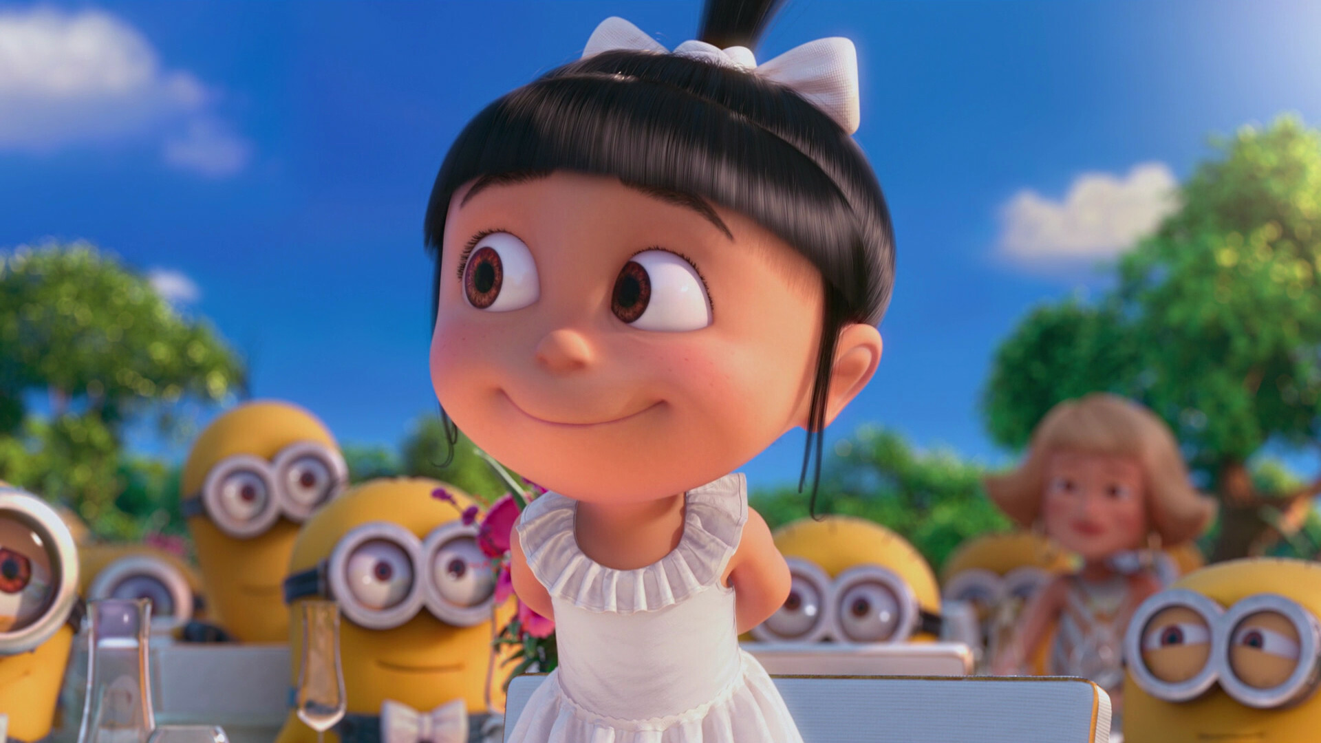 Agnes white dress, Minions crowd, Flower girl bouquet Agnes white dress, Minions crowd, Flower girl bouquet — 1920×1080 HD wallpaper