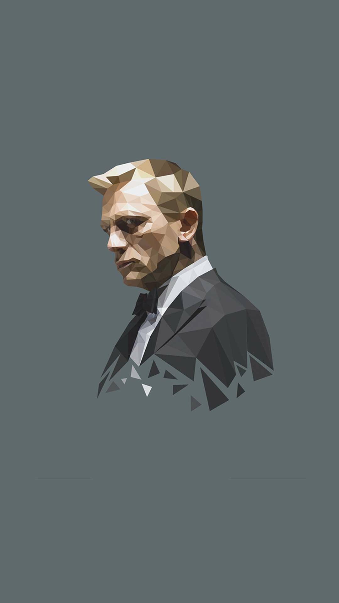 Daniel Craig portrait, Low-poly geometric art, Black bow tie tuxedo Daniel Craig portrait, Low-poly geometric art, Black bow tie tuxedo — 1080×1920 HD wallpaper