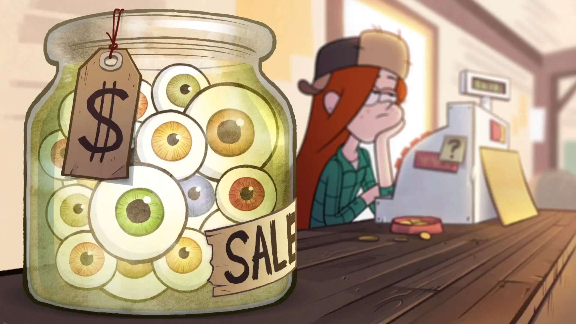 Wendy Corduroy, Jar of eyeballs, Mystery Shack register Wendy Corduroy, Jar of eyeballs, Mystery Shack register — 1920×1080 HD wallpaper