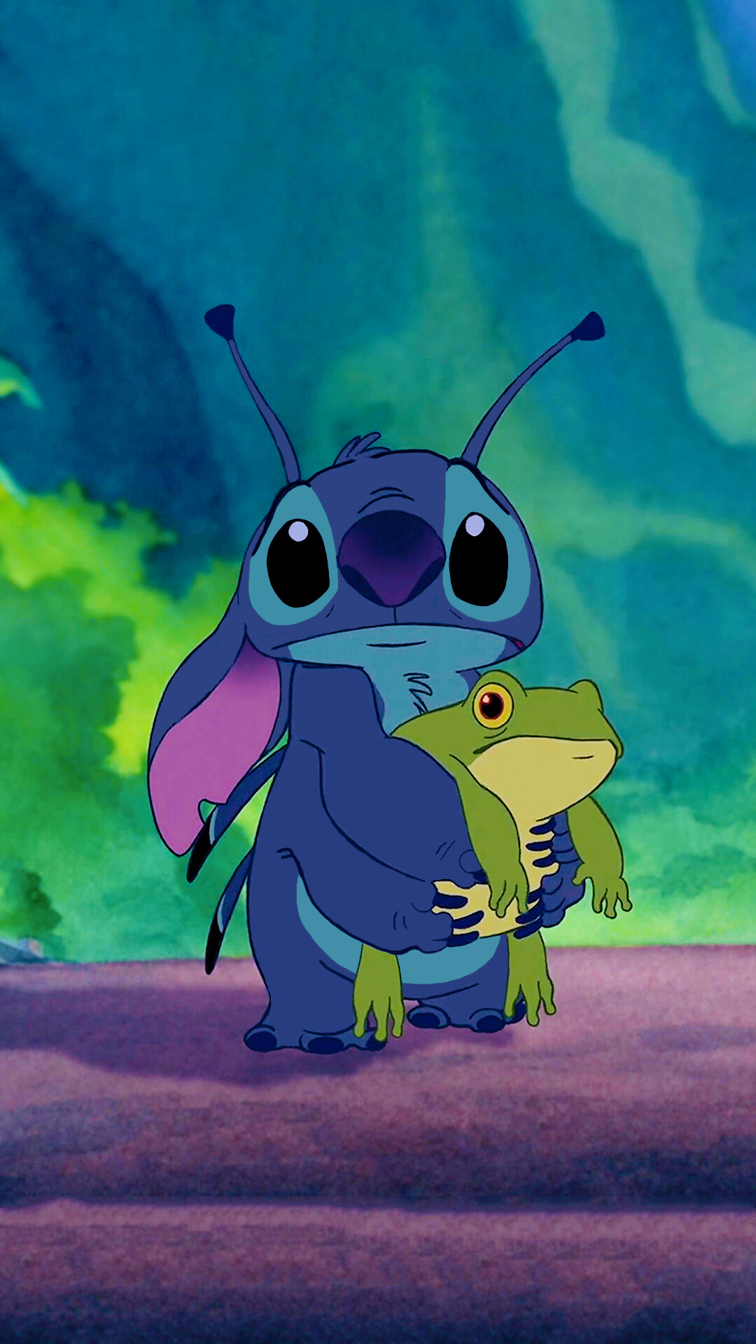 Stitch, Green frog, Jungle greenery Stitch, Green frog, Jungle greenery — 1080×1920 HD wallpaper