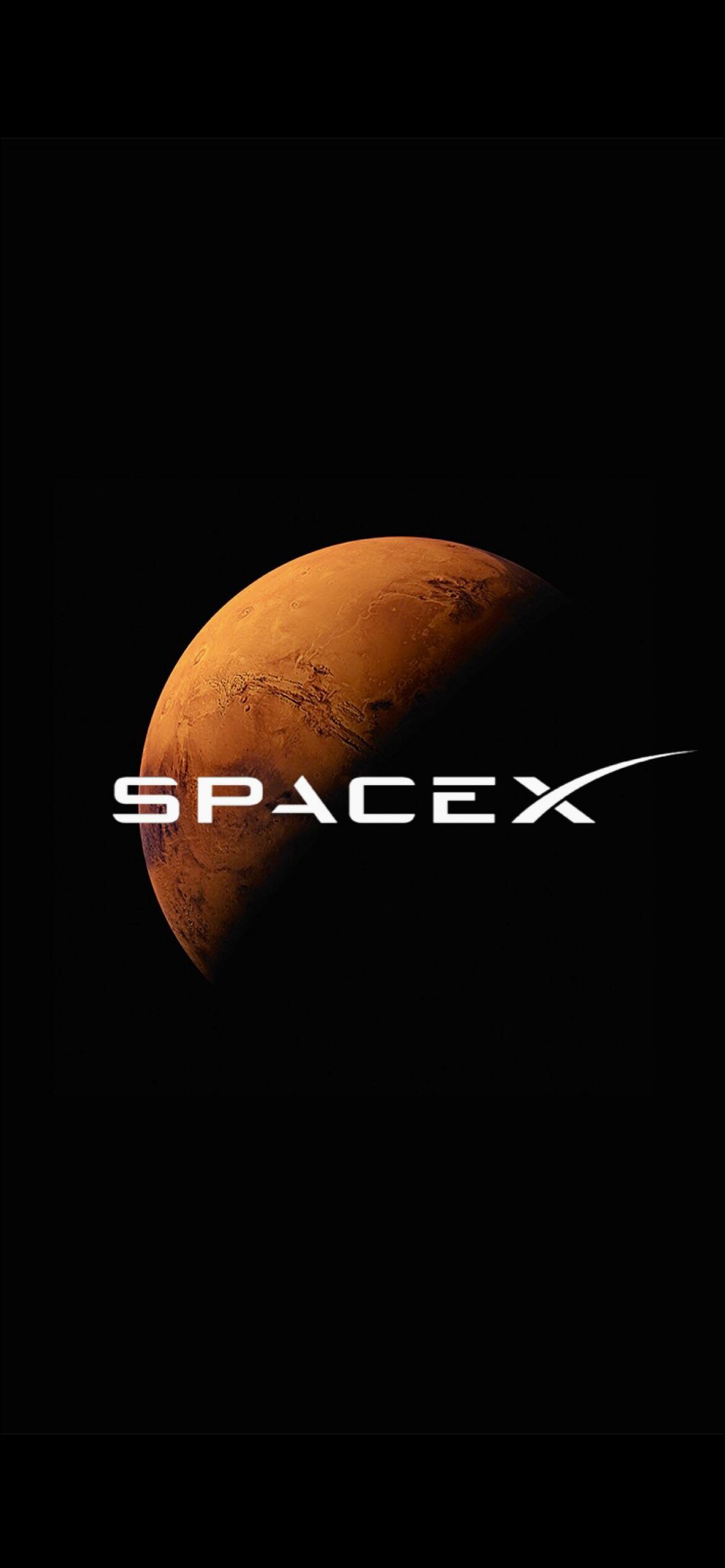 SpaceX logo, Mars planet, Black space backdrop SpaceX logo, Mars planet, Black space backdrop — 1170×2532 HD wallpaper
