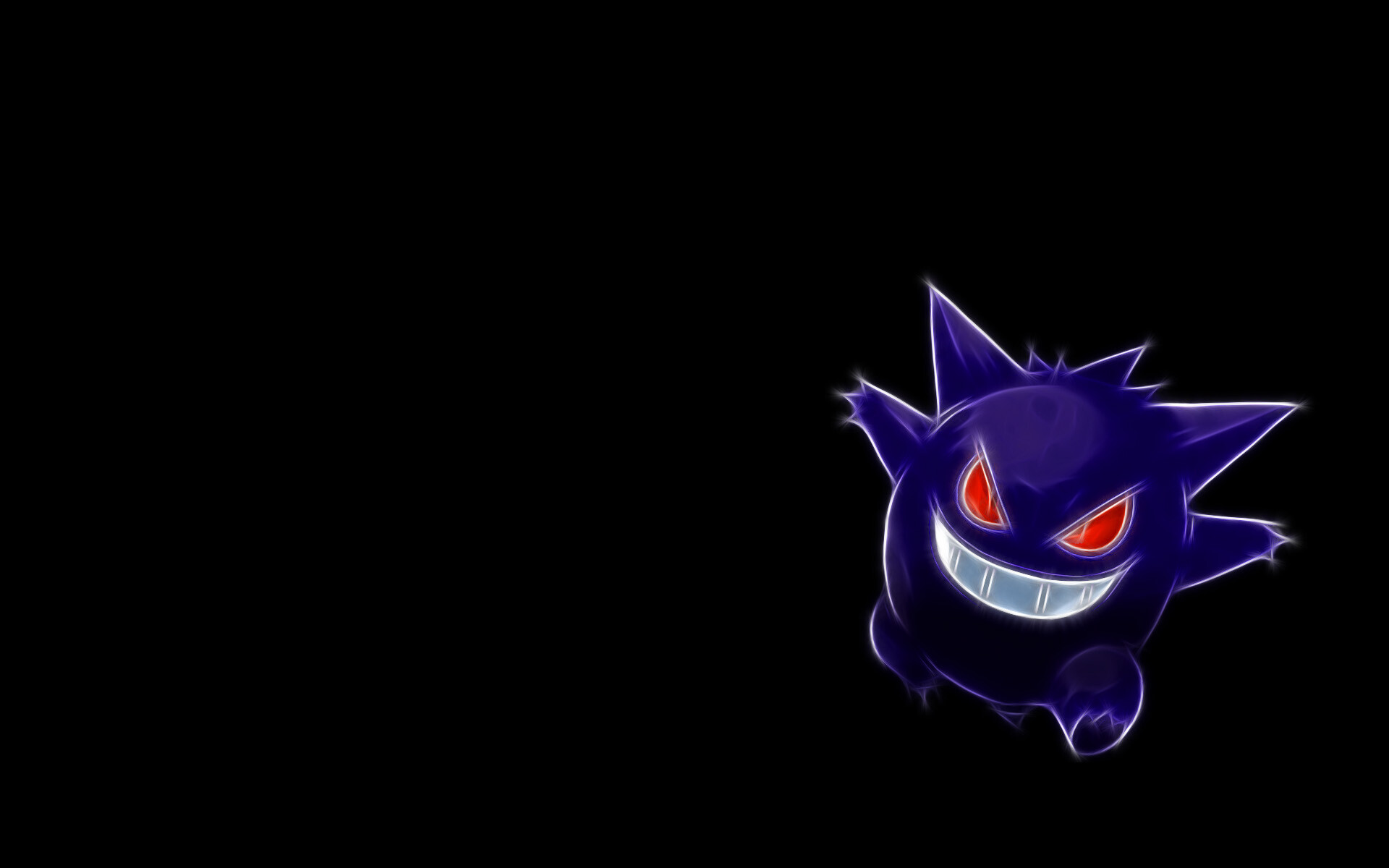 Gengar, Neon fractal glow, Black background Gengar, Neon fractal glow, Black background — 1920×1200 HD wallpaper
