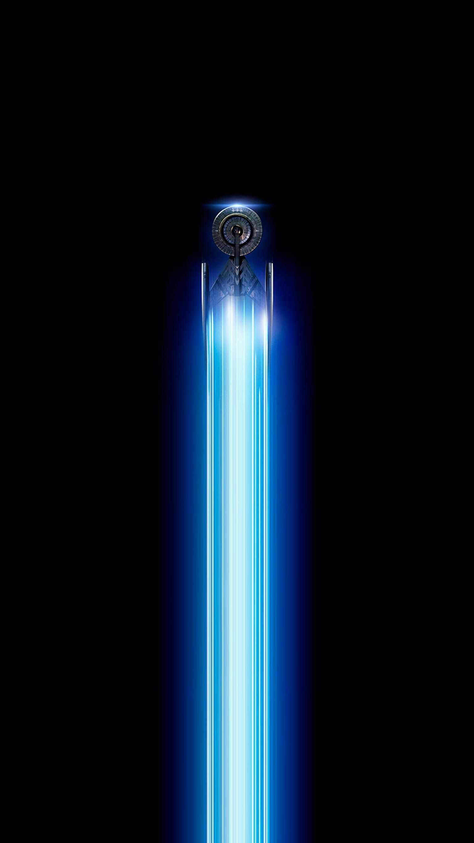 Starfleet starship front view, Blue warp light trail, Black space background Starfleet starship front view, Blue warp light trail, Black space background — 1536×2732 HD wallpaper