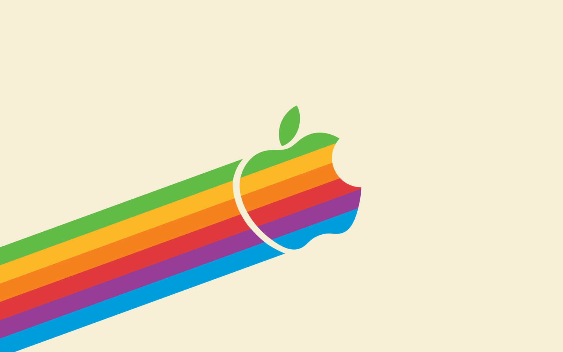 Retro rainbow Apple logo, Rainbow stripe trail, Cream beige background Retro rainbow Apple logo, Rainbow stripe trail, Cream beige background — 1920×1200 HD wallpaper