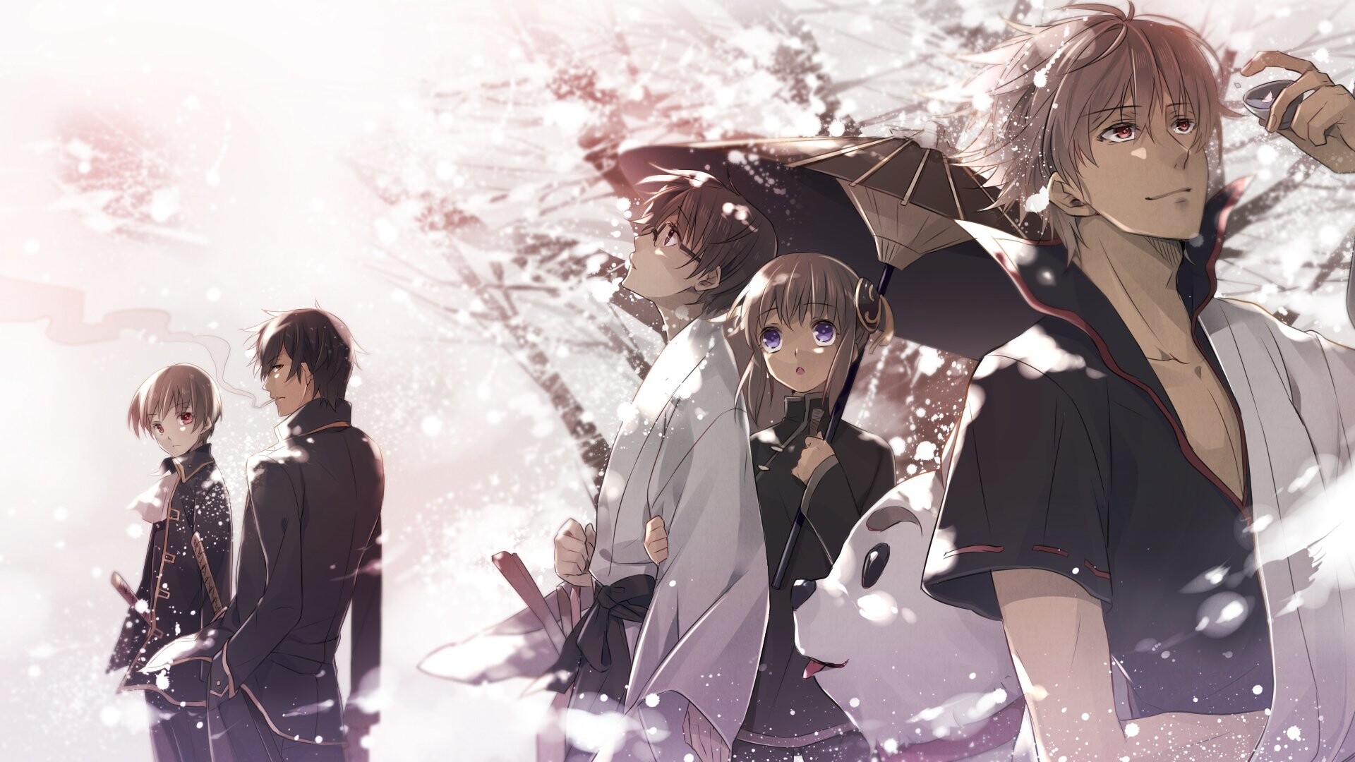 Gintoki Sakata, Hijikata Toshiro, Kagura, Sadaharu Gintoki Sakata, Hijikata Toshiro, Kagura, Sadaharu — 1920×1080 HD wallpaper