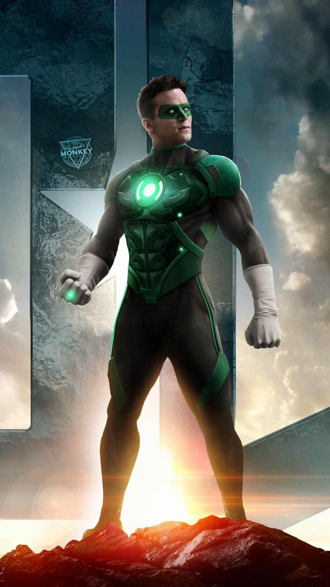 Hal Jordan Green Lantern, Glowing power ring, Monkey logo emblem Hal Jordan Green Lantern, Glowing power ring, Monkey logo emblem — 1080×1920 HD wallpaper