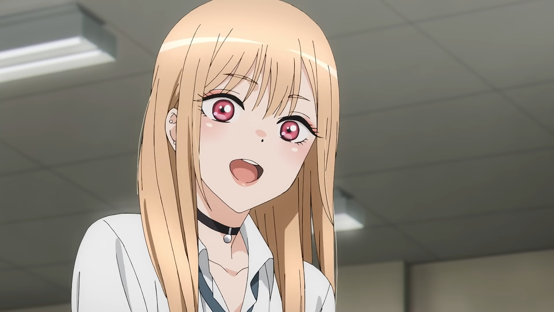 Marin Kitagawa, Black choker necklace, Classroom ceiling lights Marin Kitagawa, Black choker necklace, Classroom ceiling lights — 1920×1080 HD wallpaper