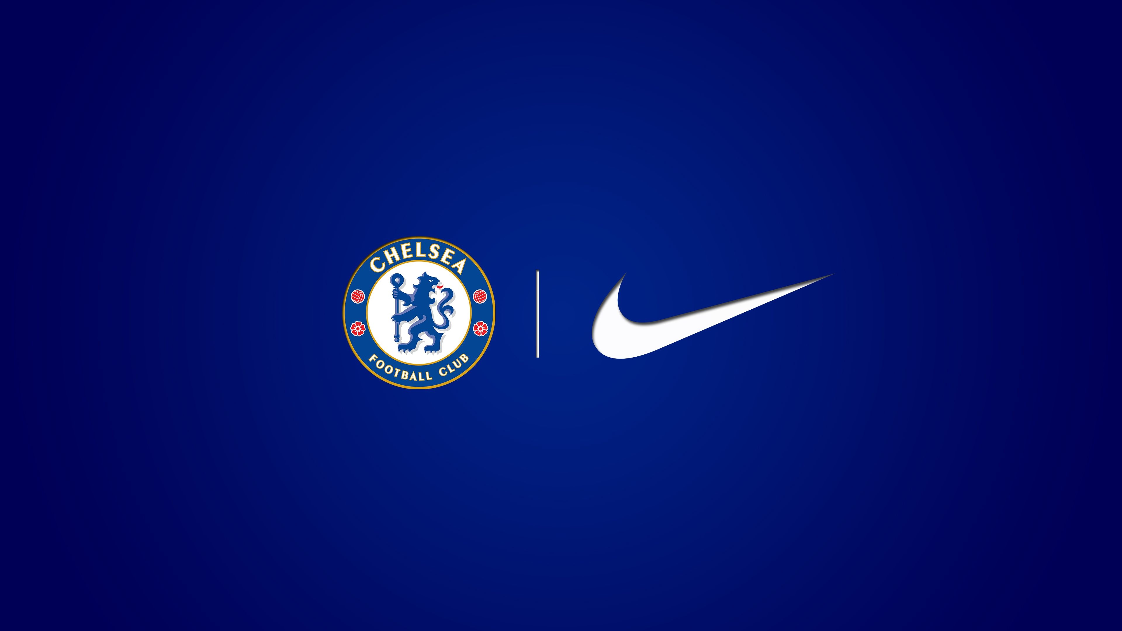 Chelsea FC crest, Nike swoosh logo, Royal blue Chelsea FC crest, Nike swoosh logo, Royal blue — 3840×2160 HD wallpaper
