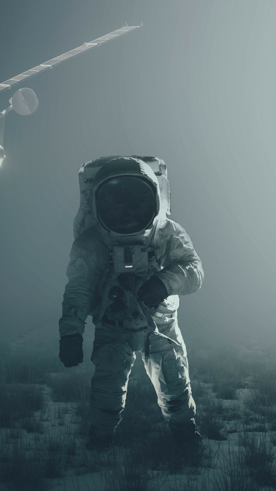 Astronaut in spacesuit, Satellite in fog, Misty alien terrain Astronaut in spacesuit, Satellite in fog, Misty alien terrain — 1080×1920 HD wallpaper