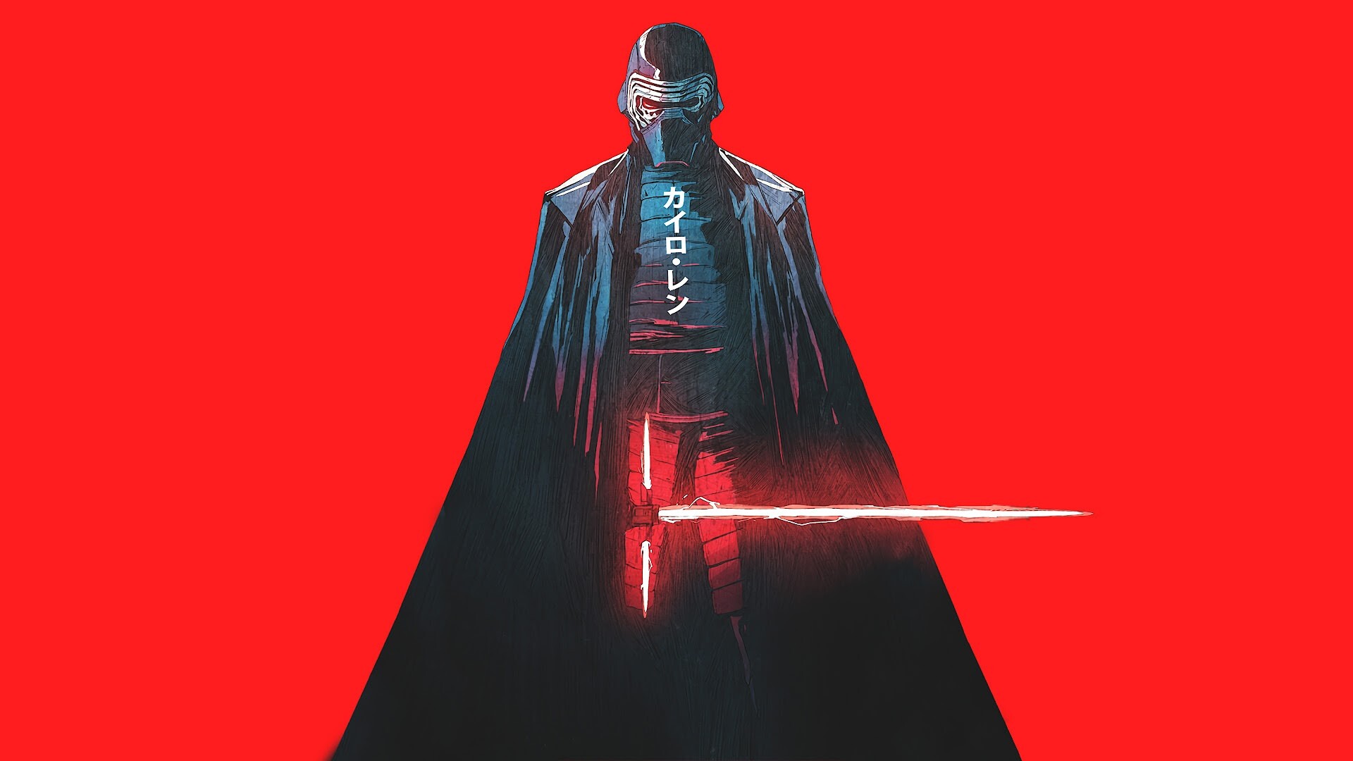 Kylo Ren, First Order, Red crossguard lightsaber, Japanese katakana poster Kylo Ren, First Order, Red crossguard lightsaber, Japanese katakana poster — 1920×1080 HD wallpaper