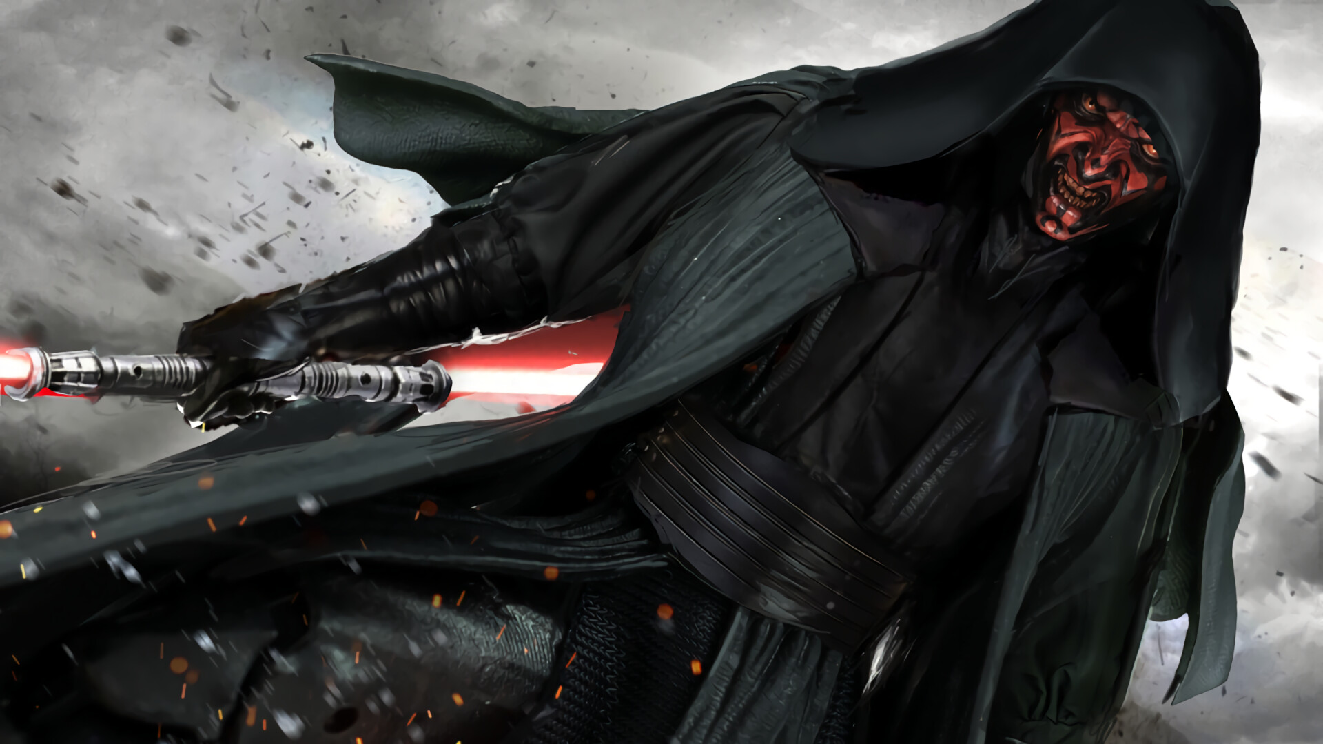 Darth Maul, Double-bladed red lightsaber, Black Sith robes Darth Maul, Double-bladed red lightsaber, Black Sith robes — 1920×1080 HD wallpaper