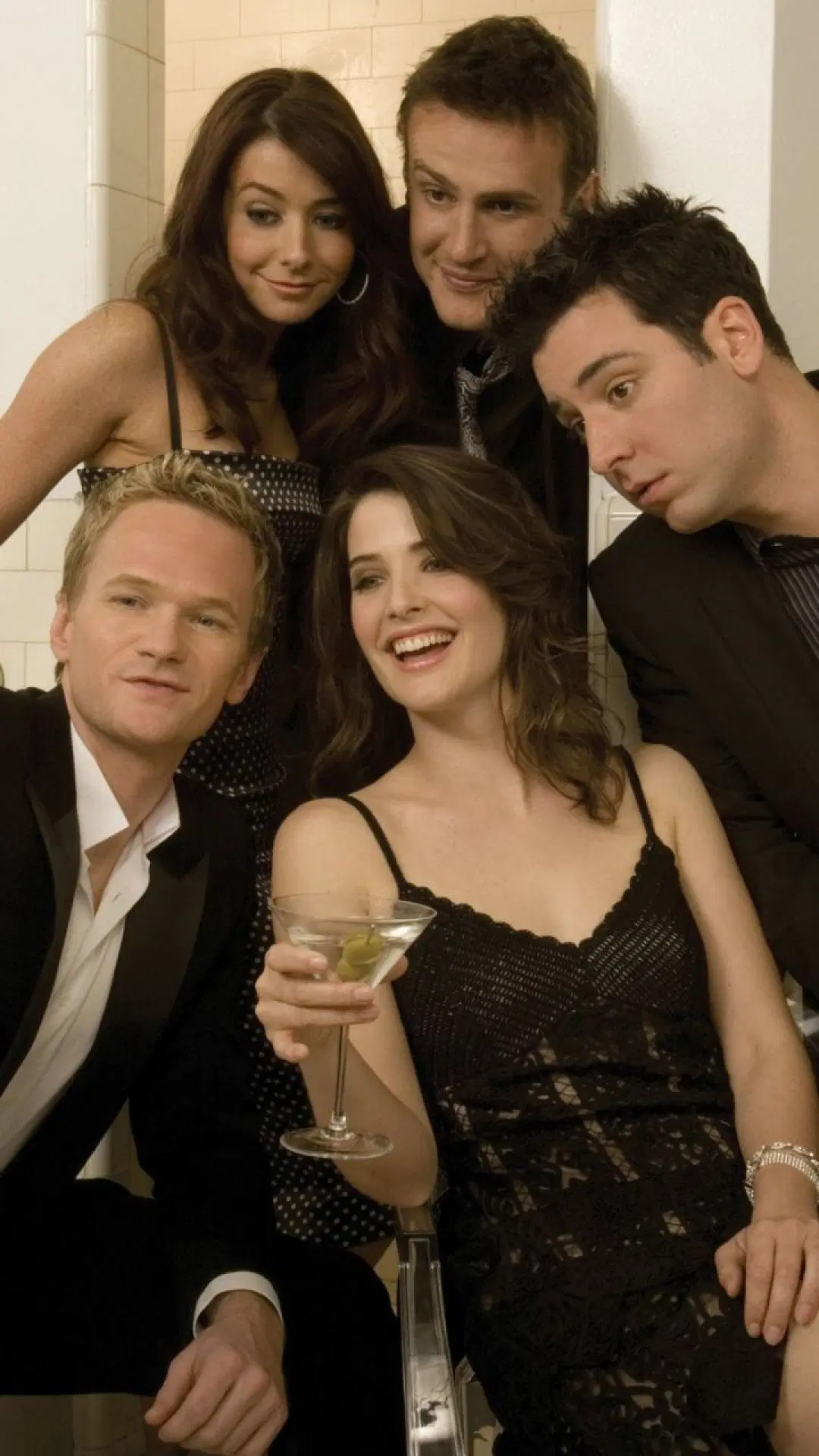 HIMYM cast, Barney Stinson tuxedo, Robin martini glass, Formal party scene HIMYM cast, Barney Stinson tuxedo, Robin martini glass, Formal party scene — 1080×1920 HD wallpaper