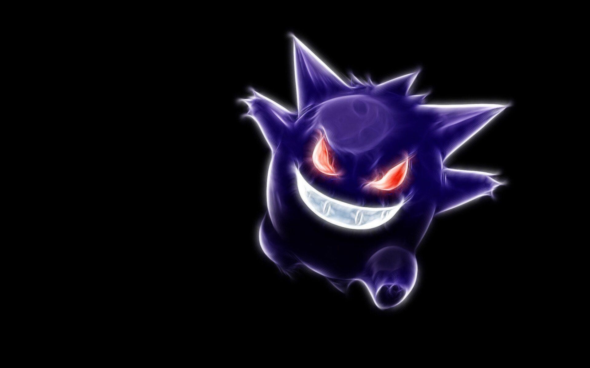 Gengar, Neon fractal glow, Black background Gengar, Neon fractal glow, Black background — 1920×1200 HD wallpaper