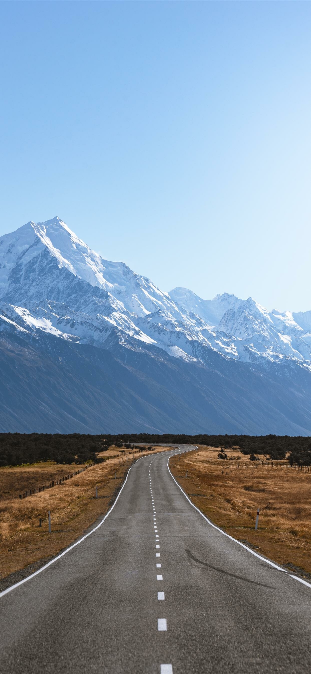 Aoraki Mount Cook, Empty highway road, Snow-capped Southern Alps Aoraki Mount Cook, Empty highway road, Snow-capped Southern Alps — 1242×2688 HD wallpaper